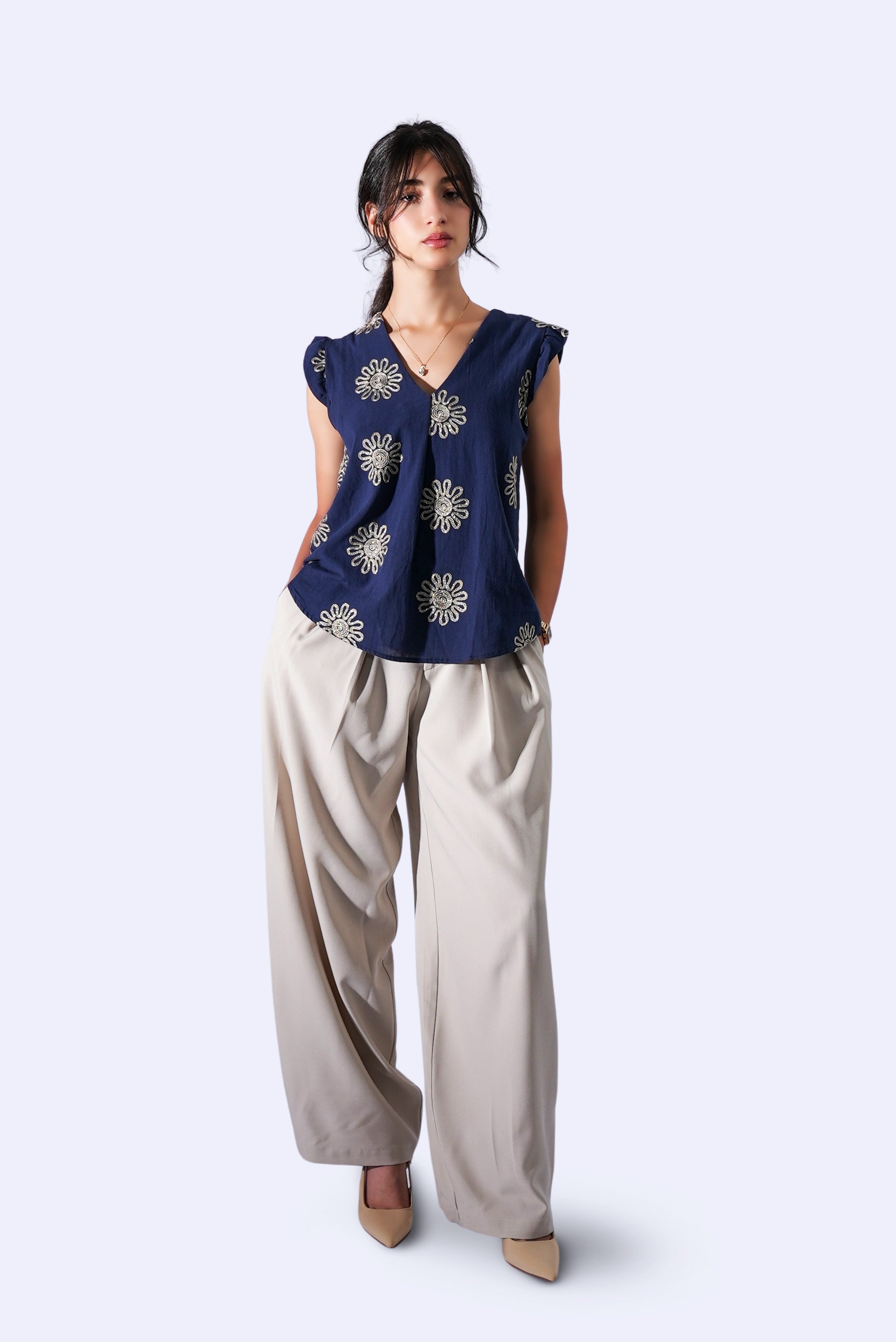 Pantalon large  plissé