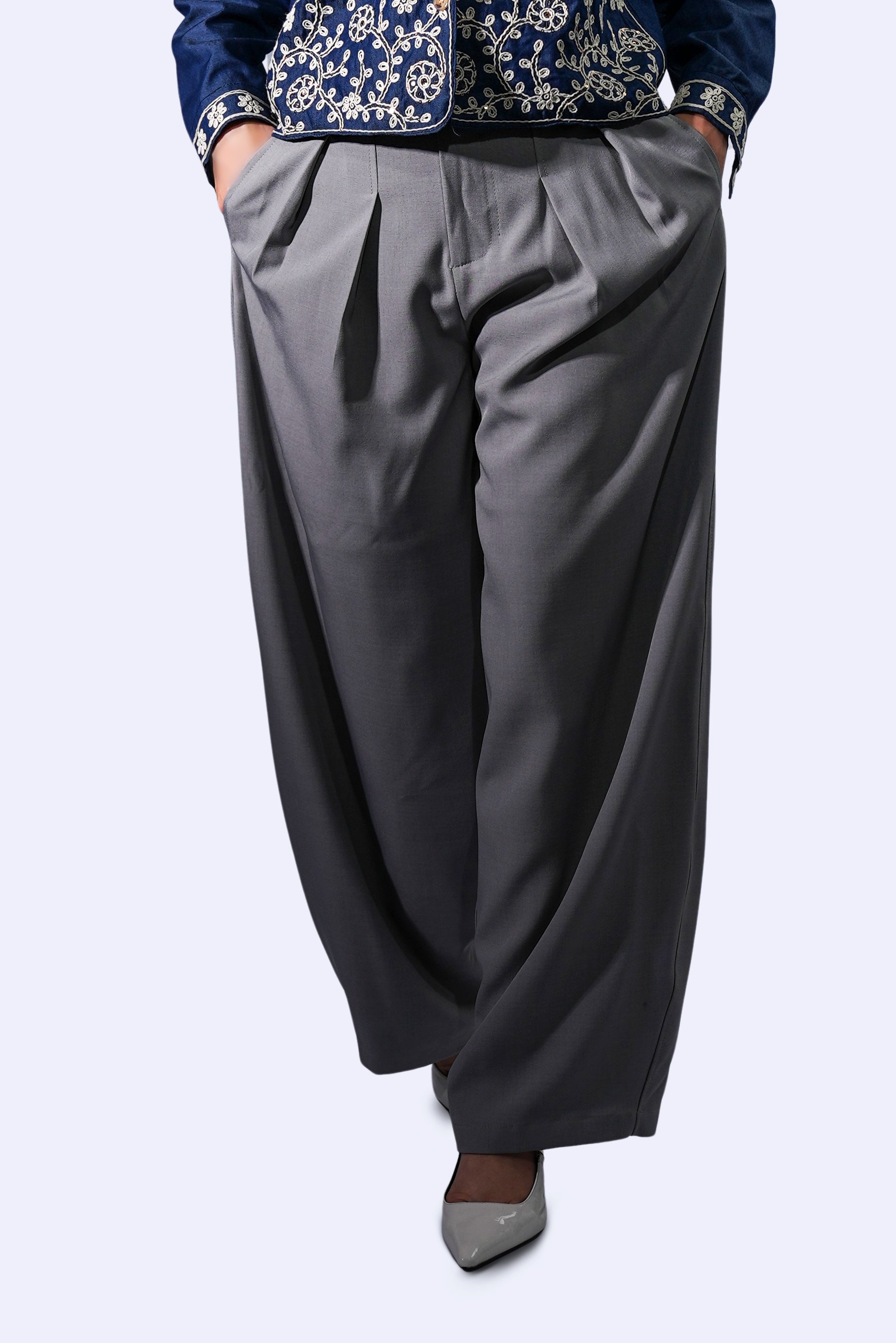chemise brodée bleue