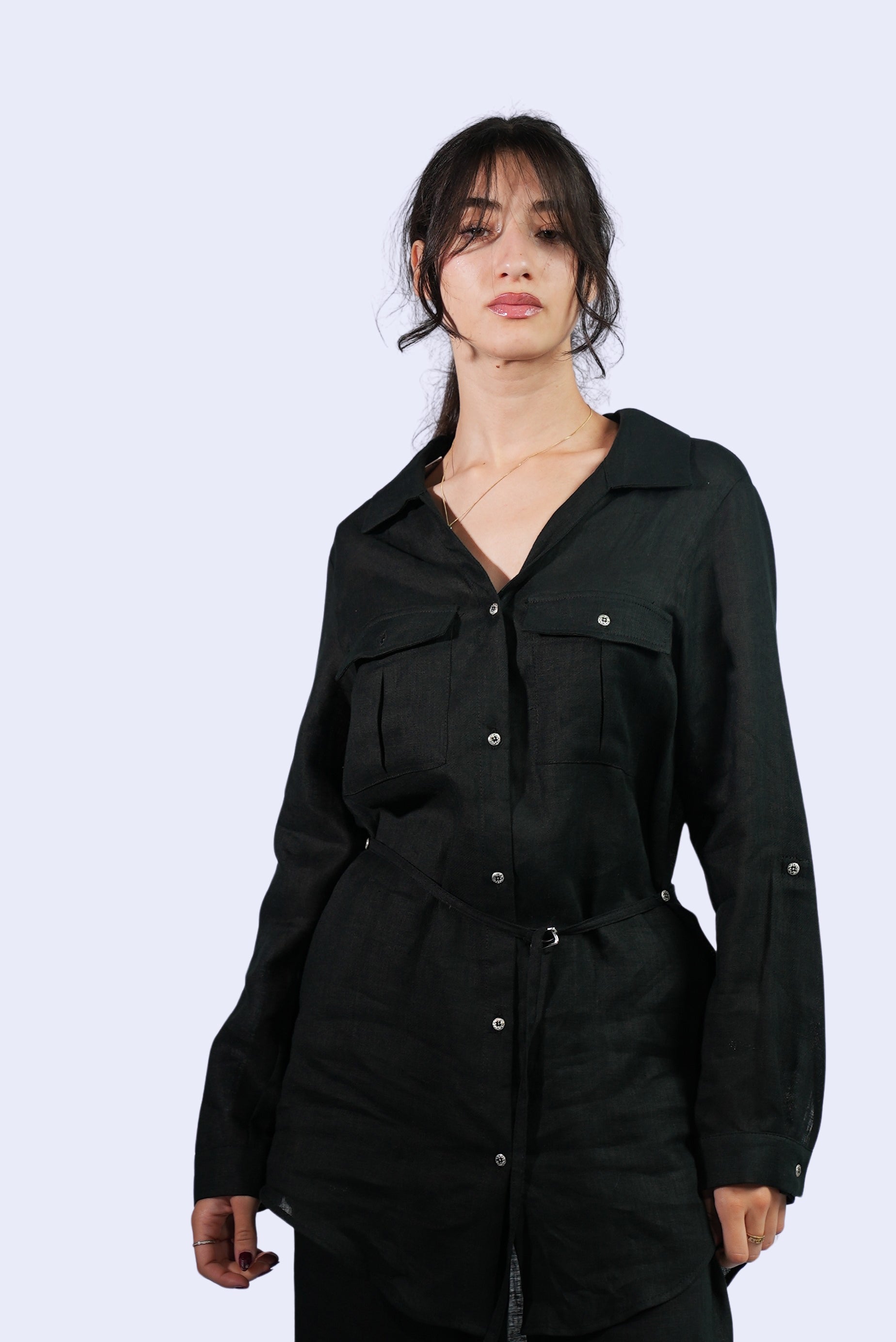 Ensemble noire ceinturée