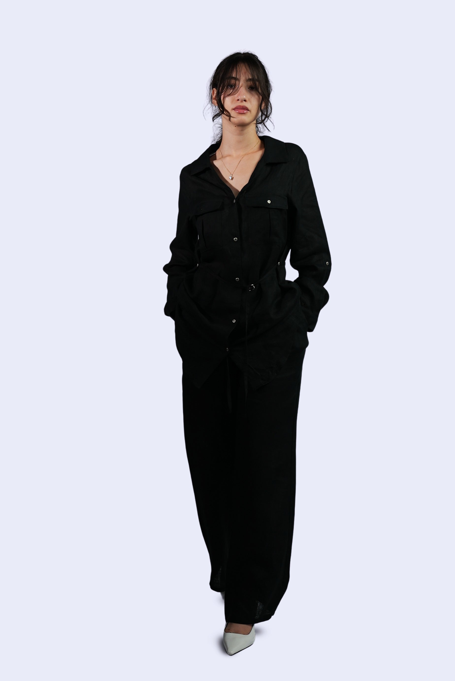 Ensemble noire ceinturée
