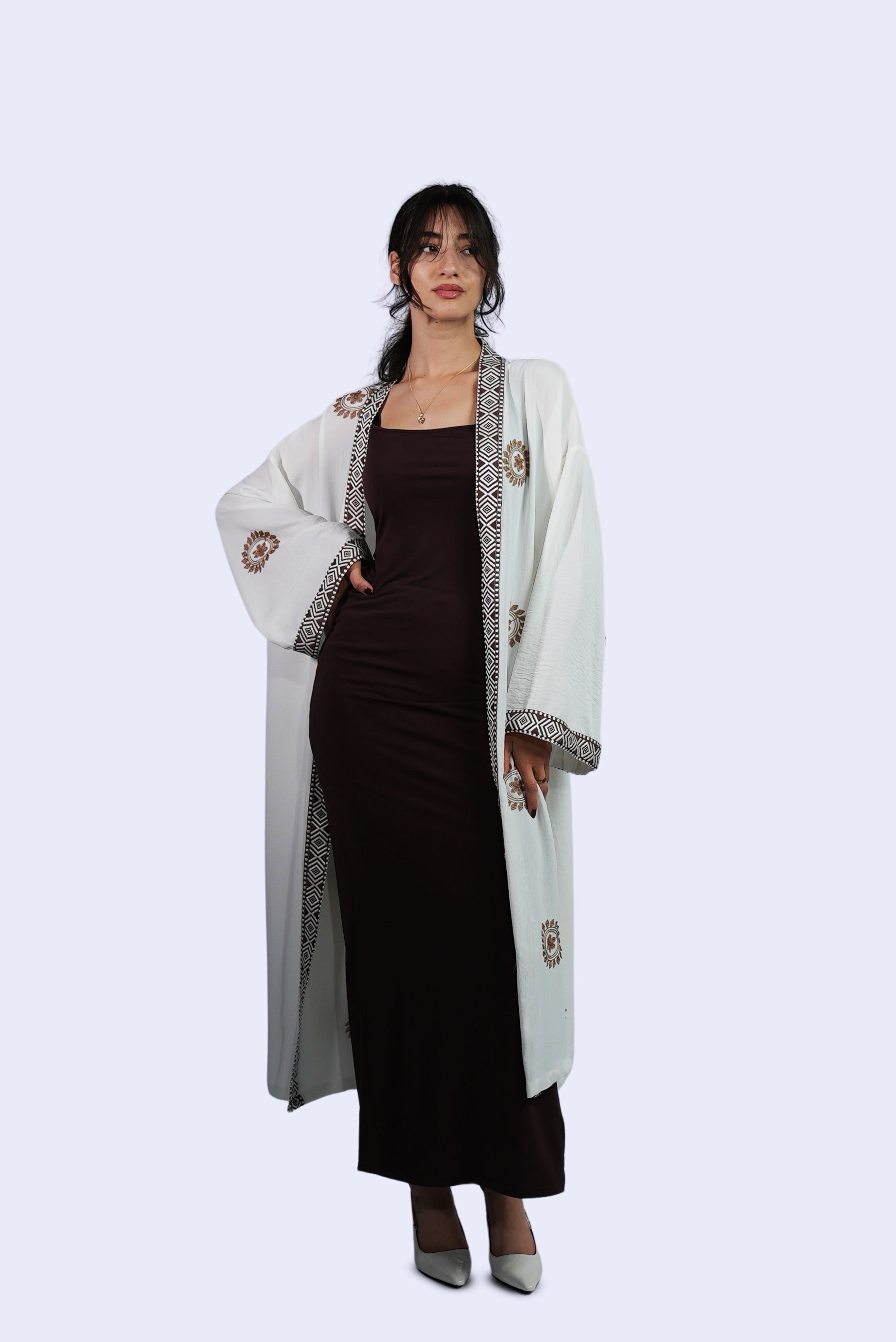 Kimono écru brodé