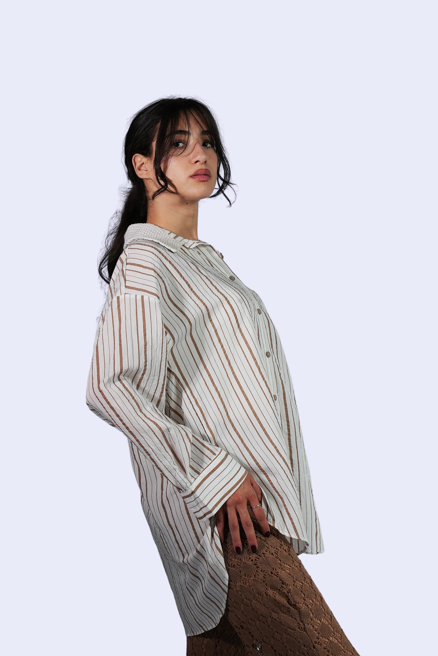 Chemise rayée à col texturé