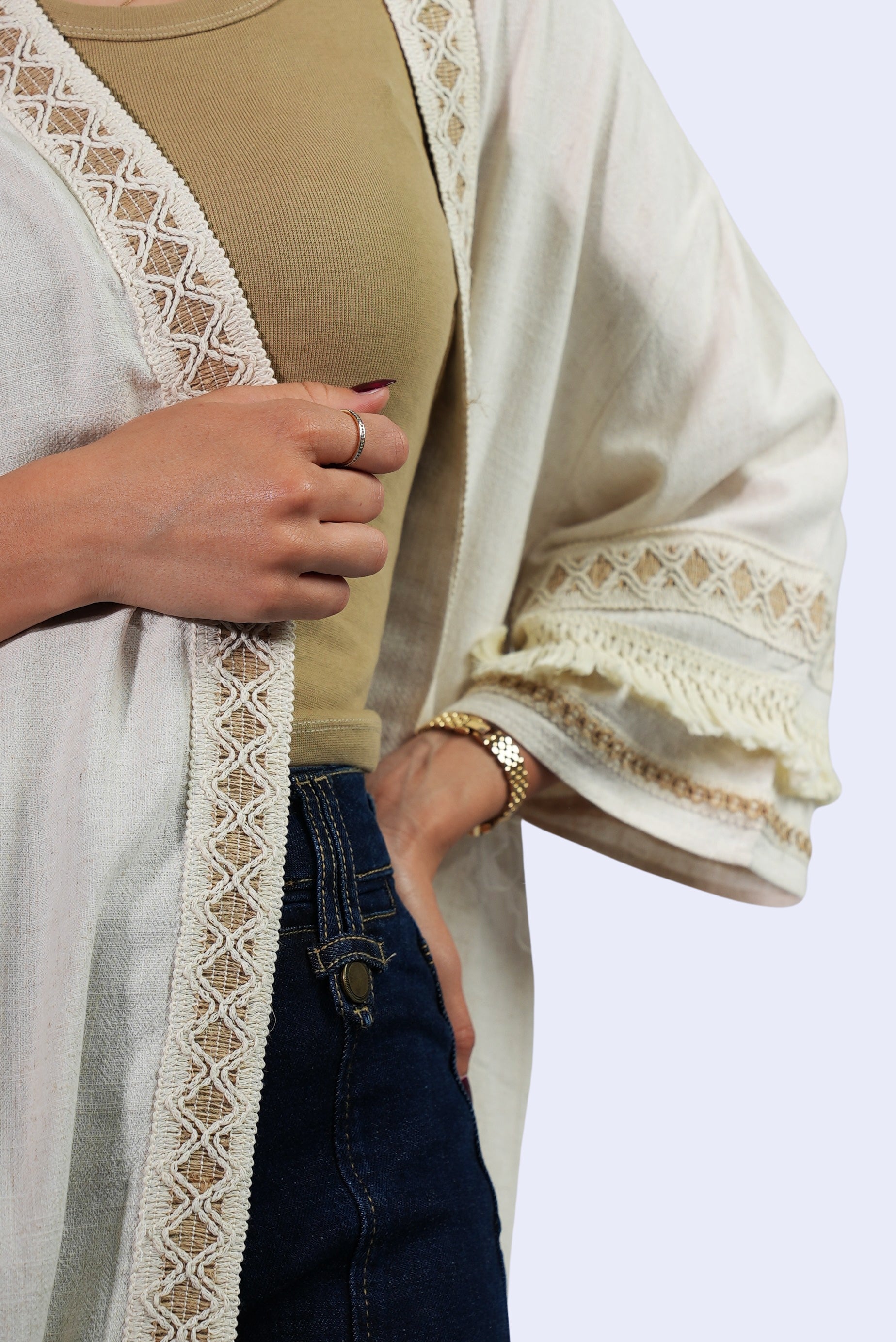 Kimono écru brodé