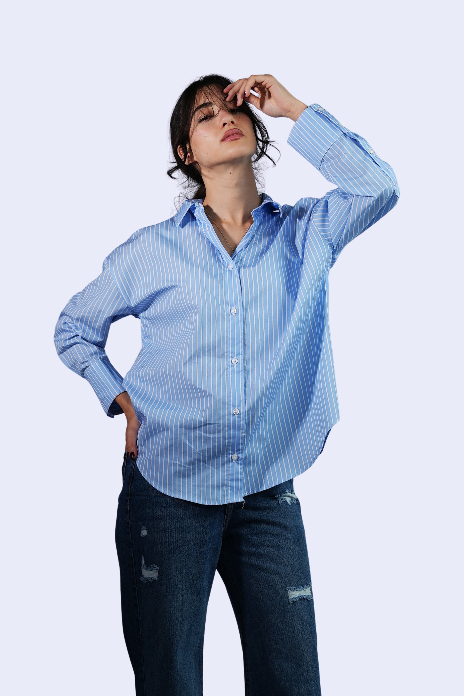 Chemise rayée bleu ciel
