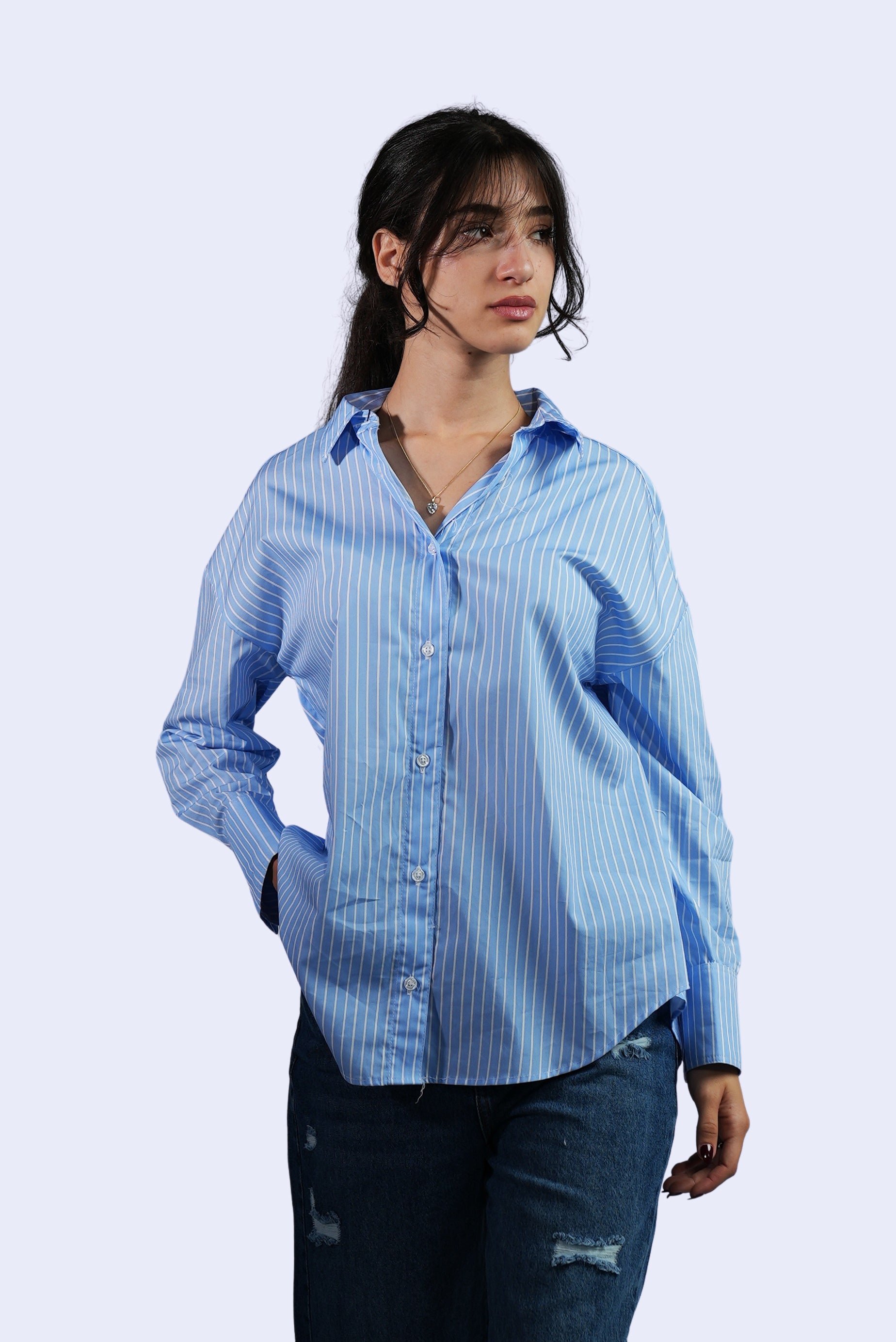 Chemise rayée bleu ciel