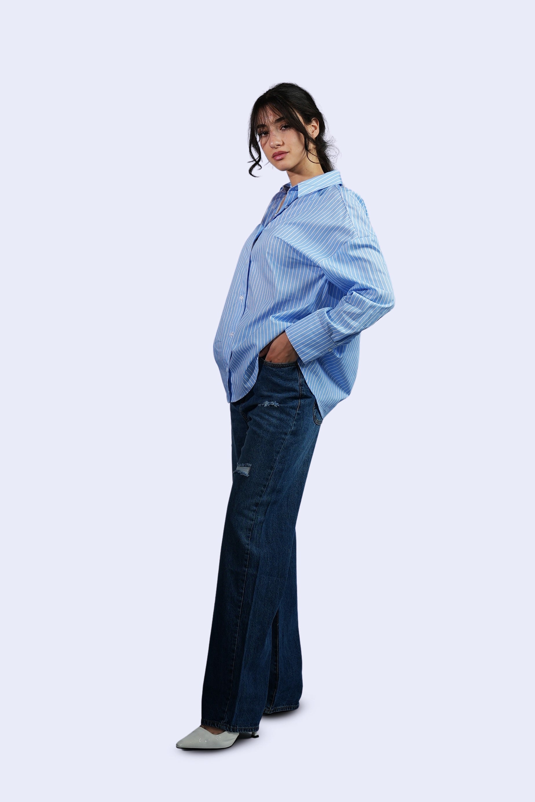 Chemise rayée bleu ciel