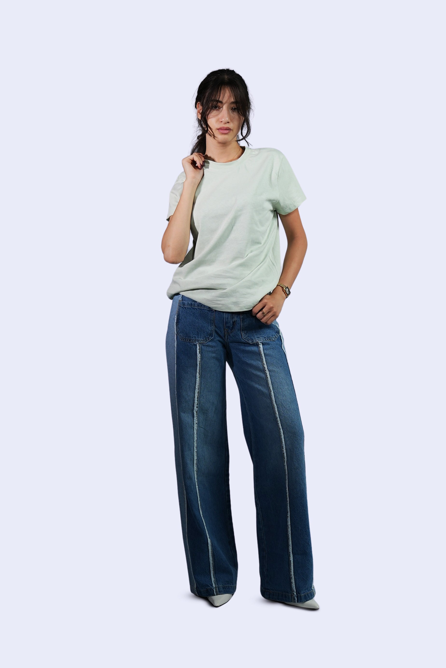 Jean patchwork bicolore
