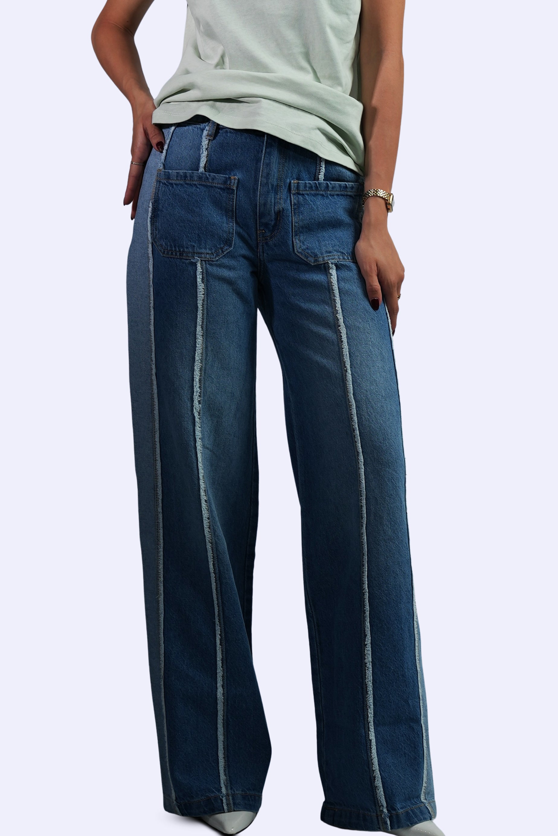 Jean patchwork bicolore