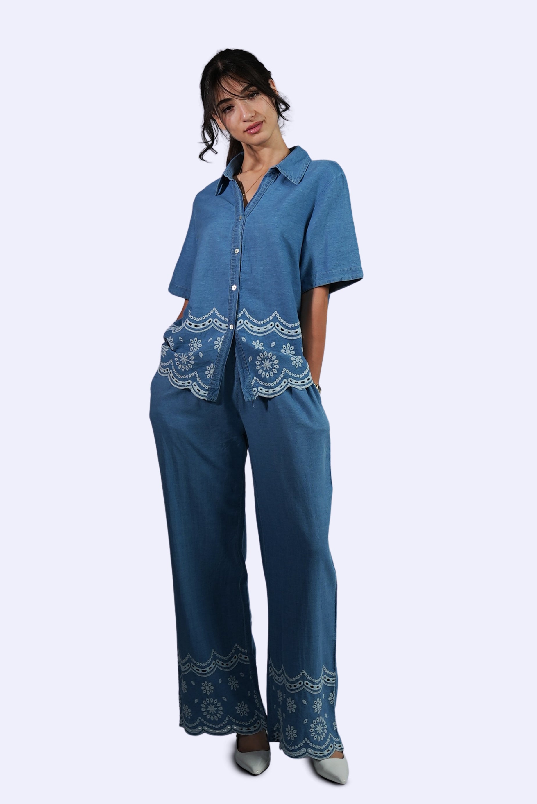 Ensemble en denim brodé
