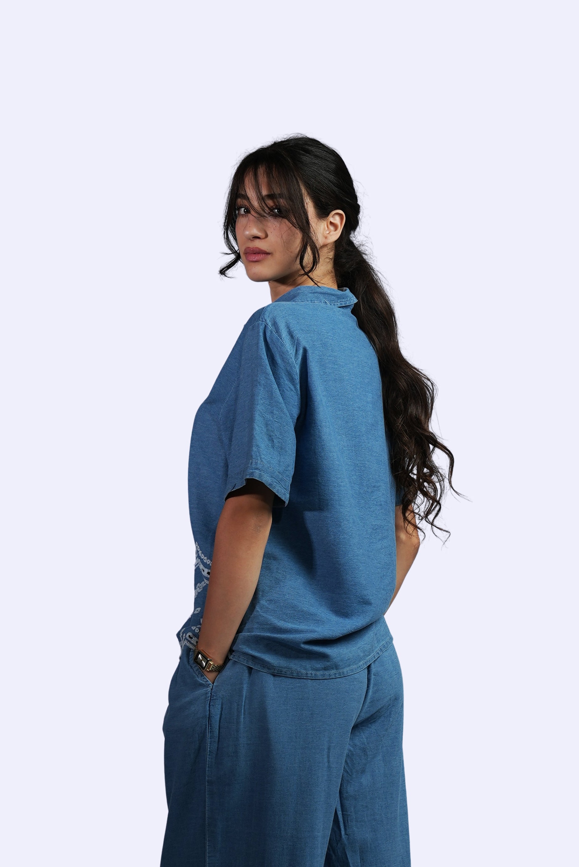 Ensemble en denim brodé