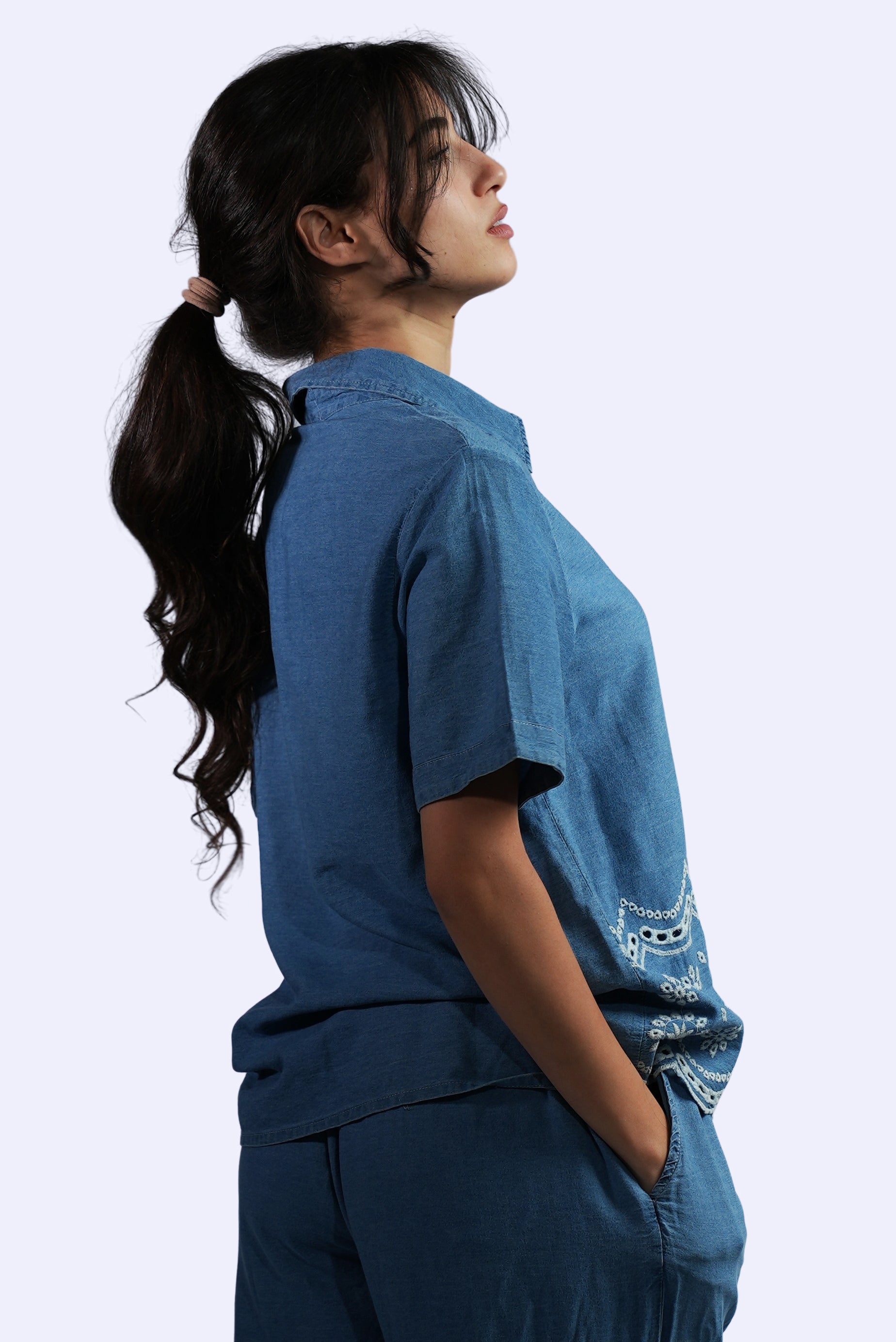 Ensemble en denim brodé