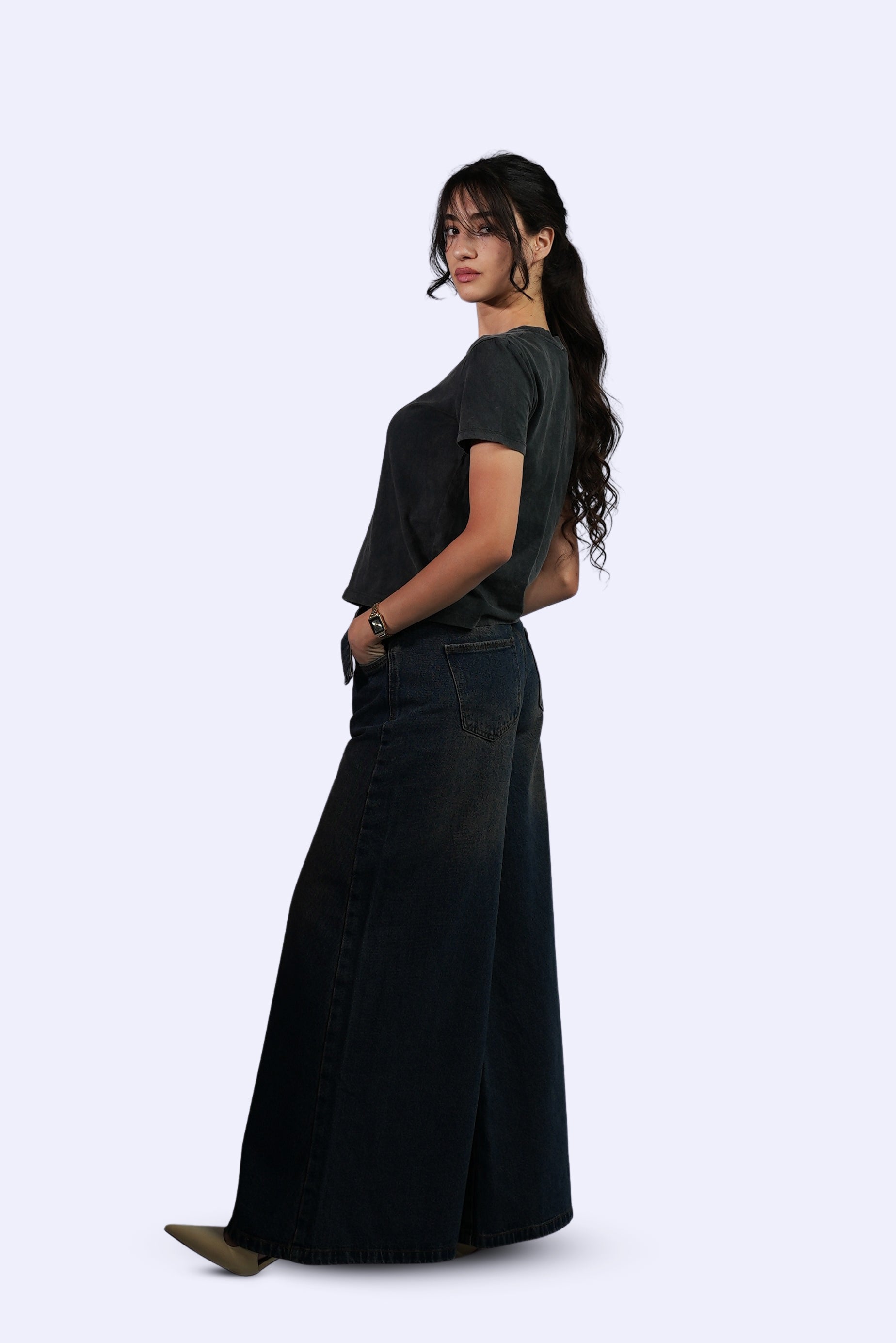 Jean large avec ceinture