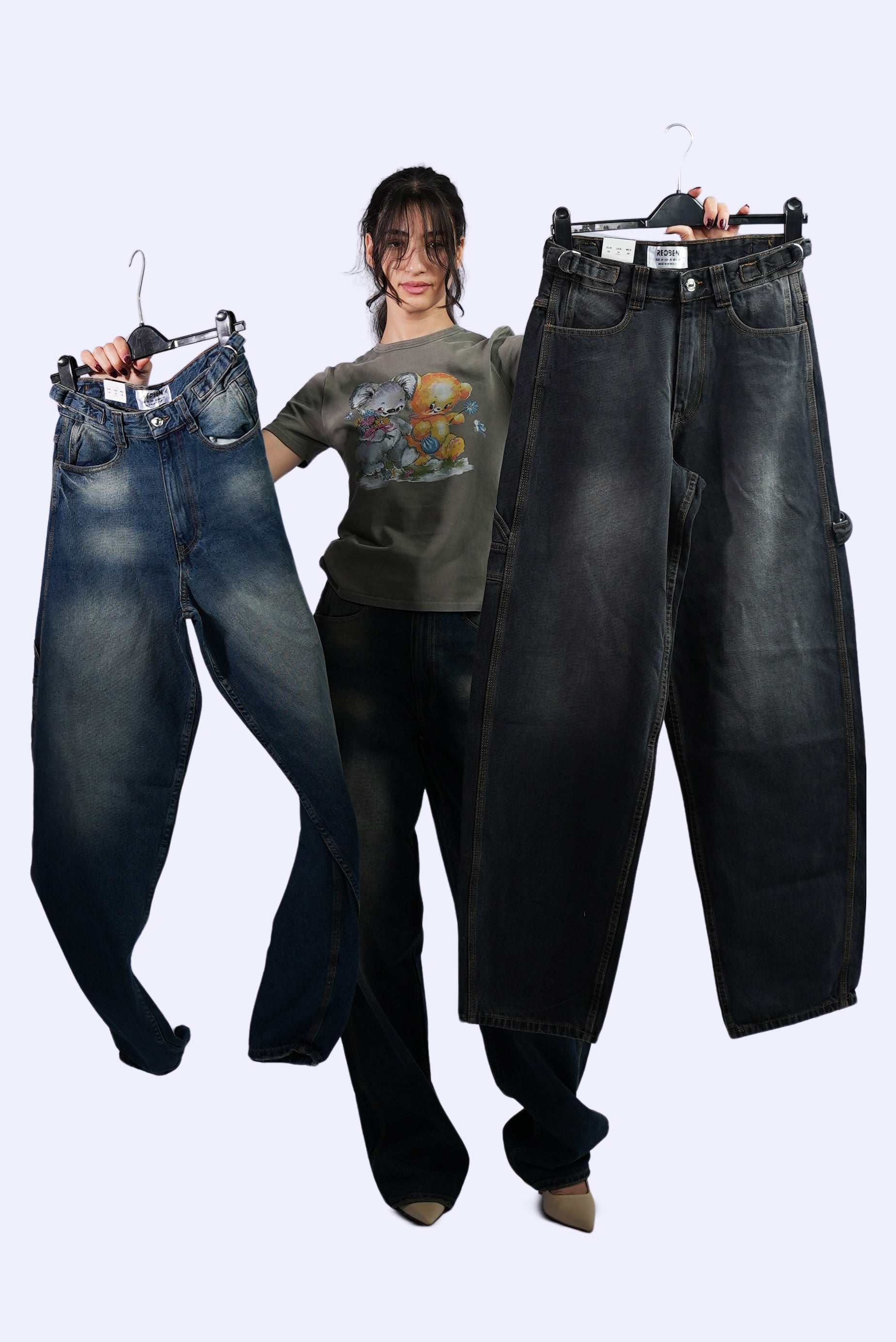 Jean cargo délavé noir