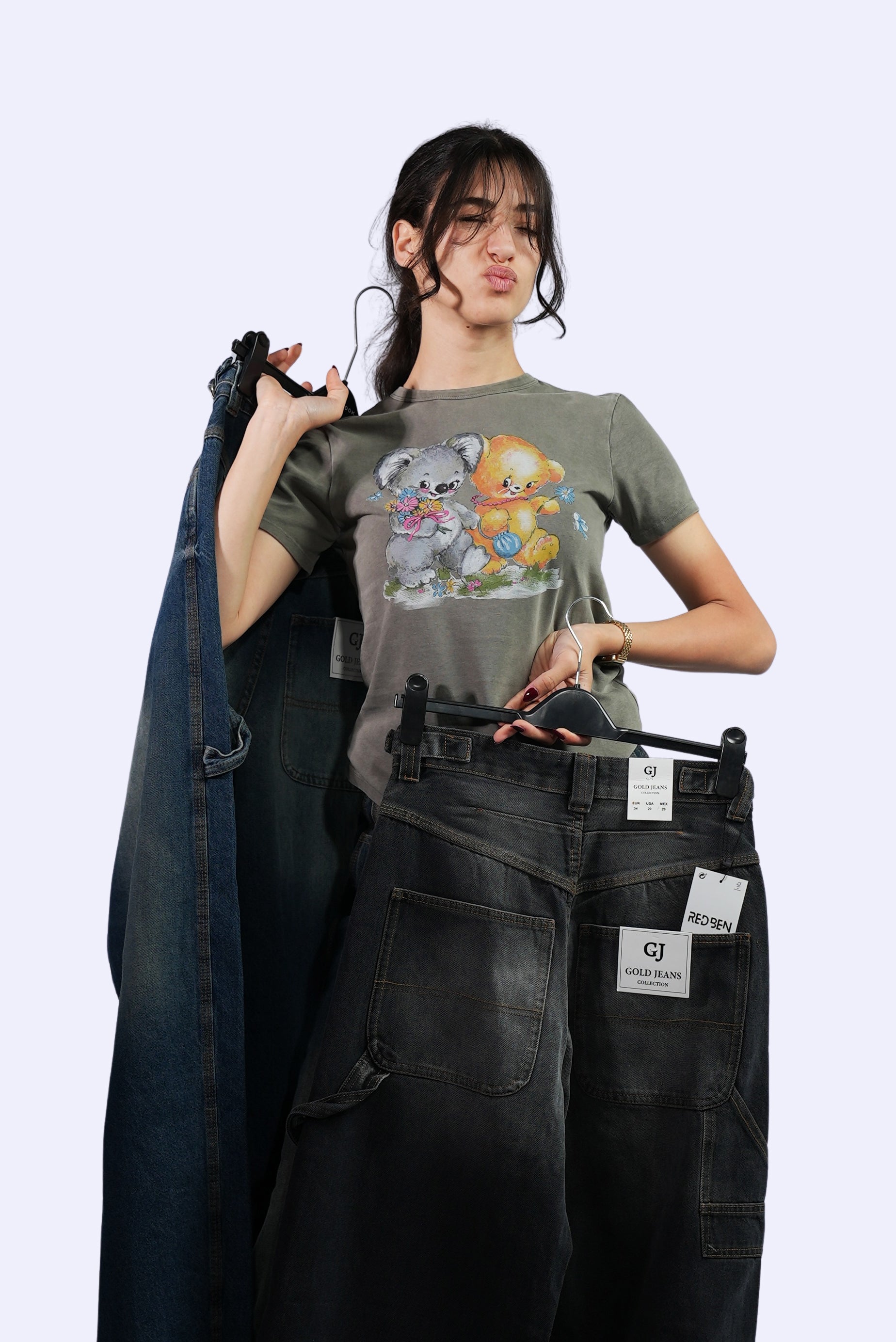 Jean cargo délavé noir