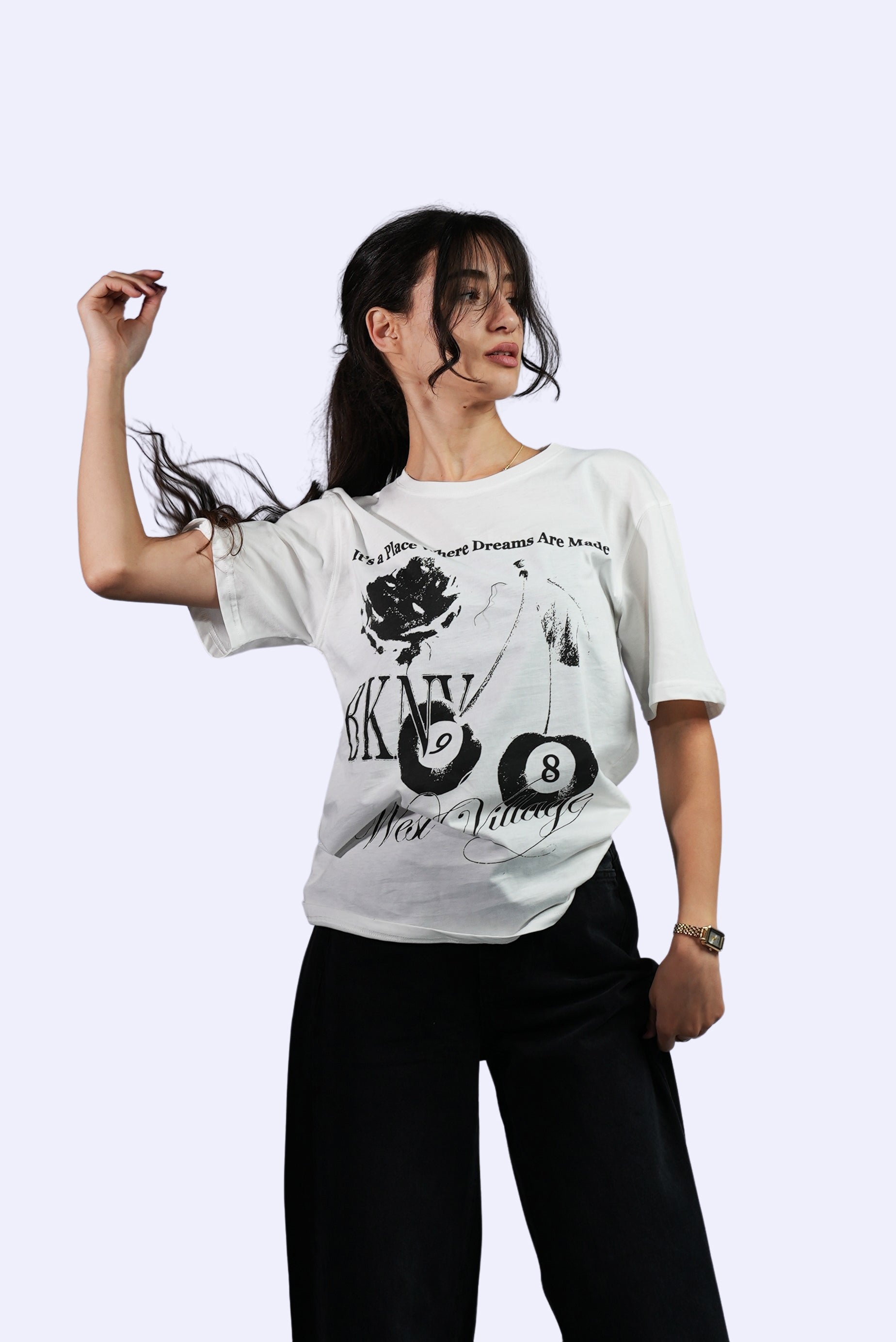 T-shirt blanc imprimé 'Place Where Dreams Are Made'