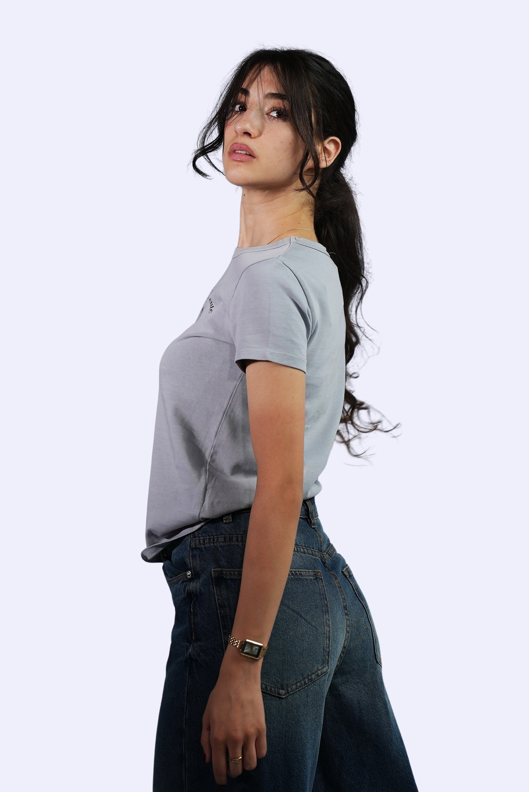 T-shirt gris imprimé éléphant mignon