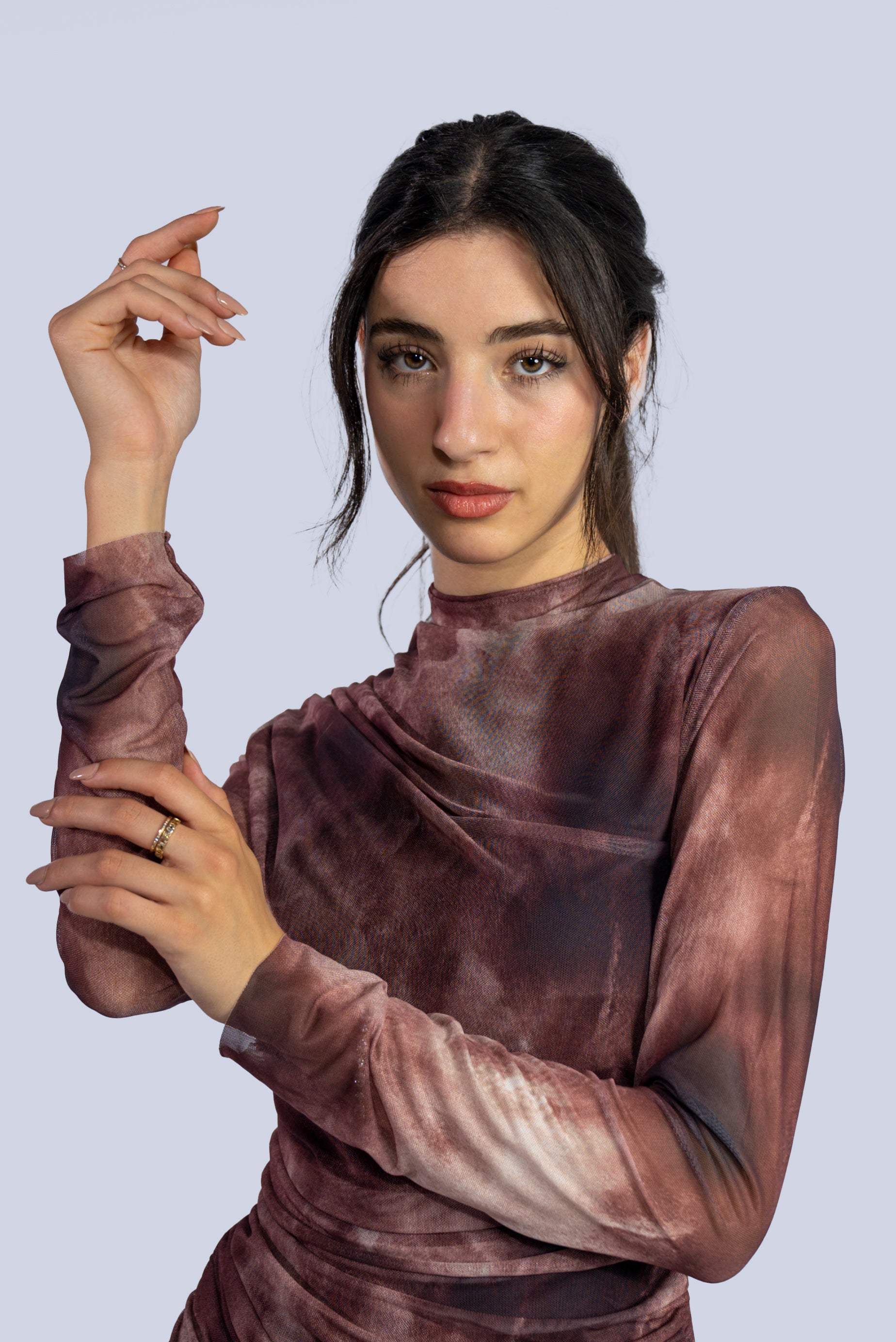 Robe longue col montant