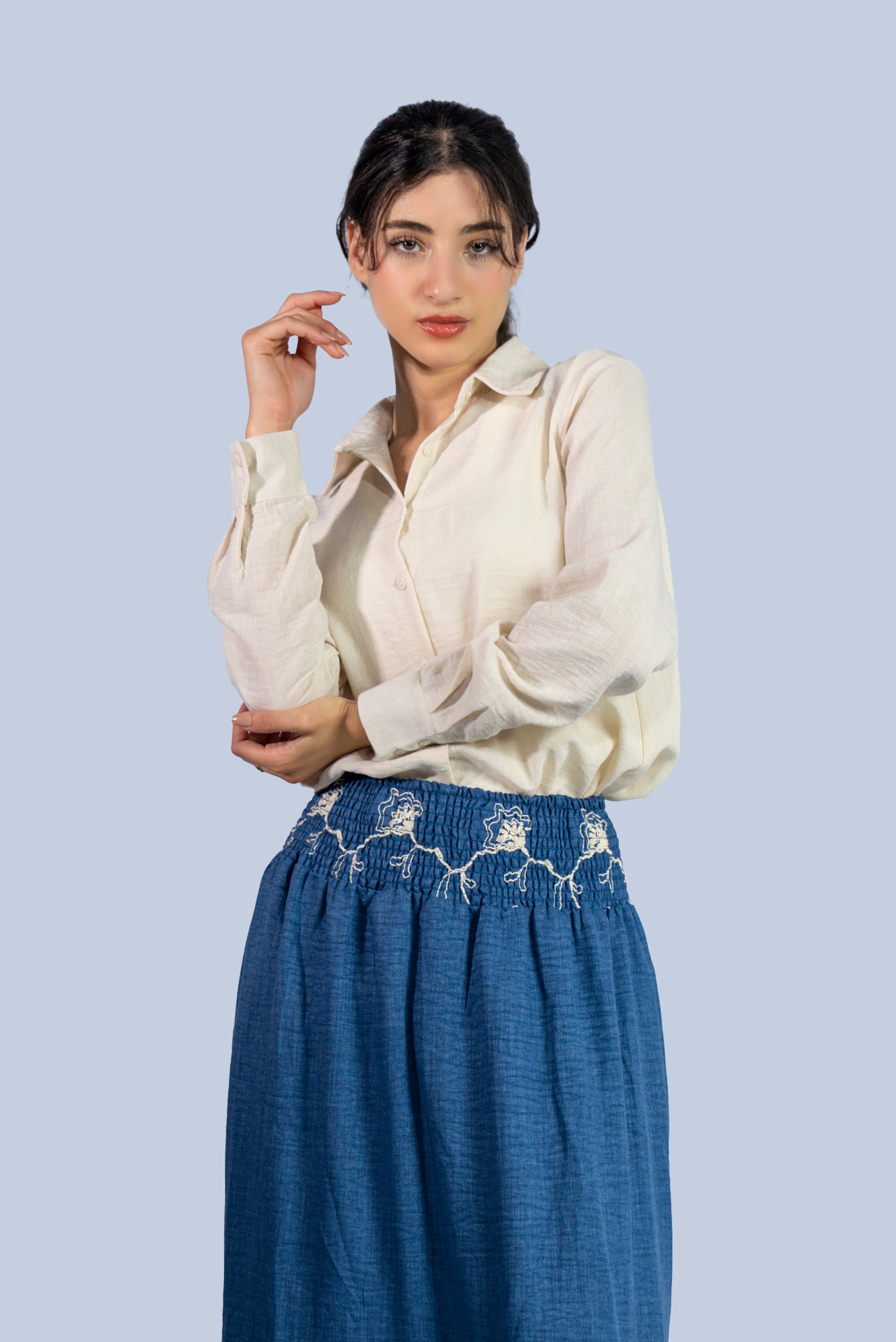Chemise unie à manches longues
