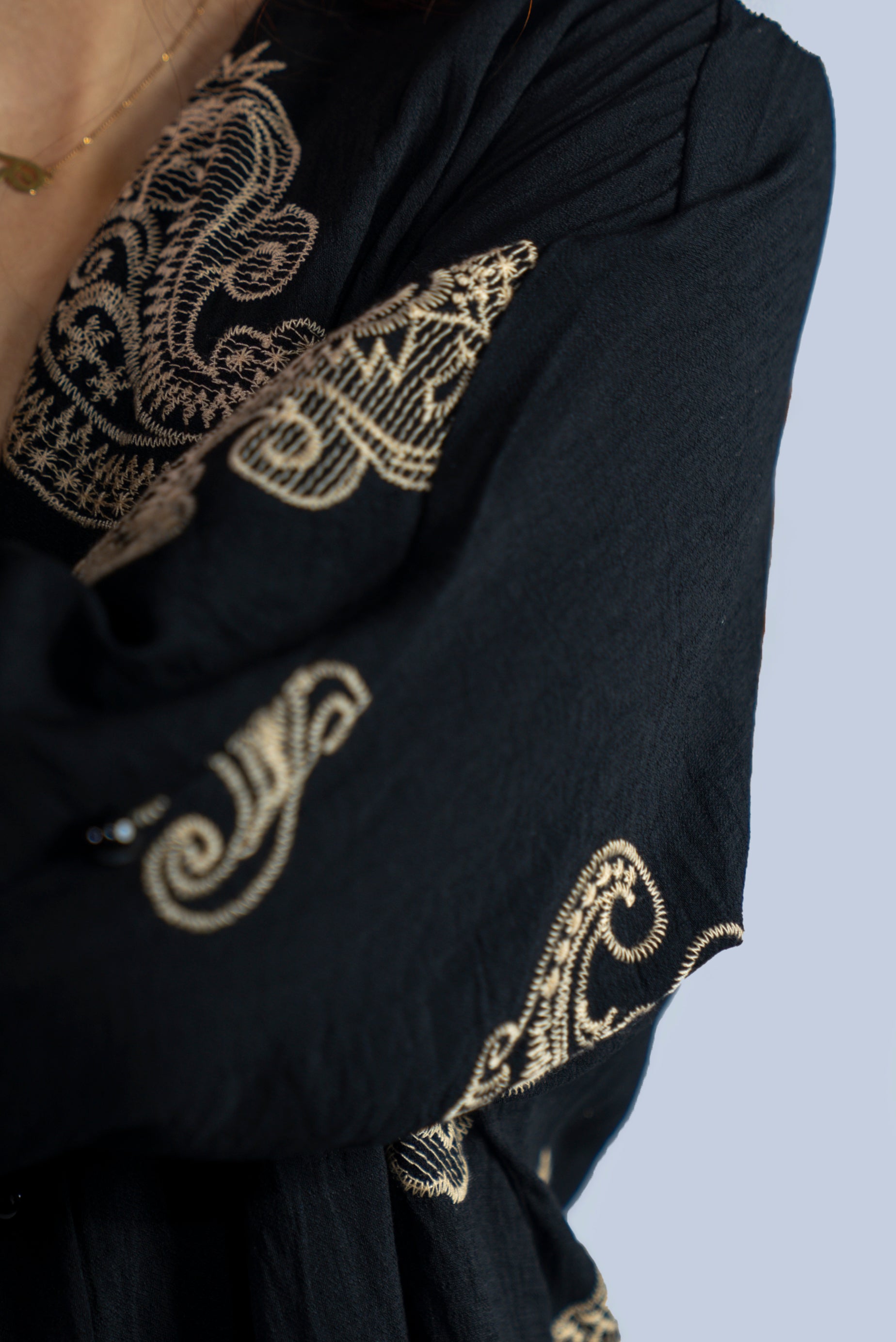 Robe longue  à motifs  crème
