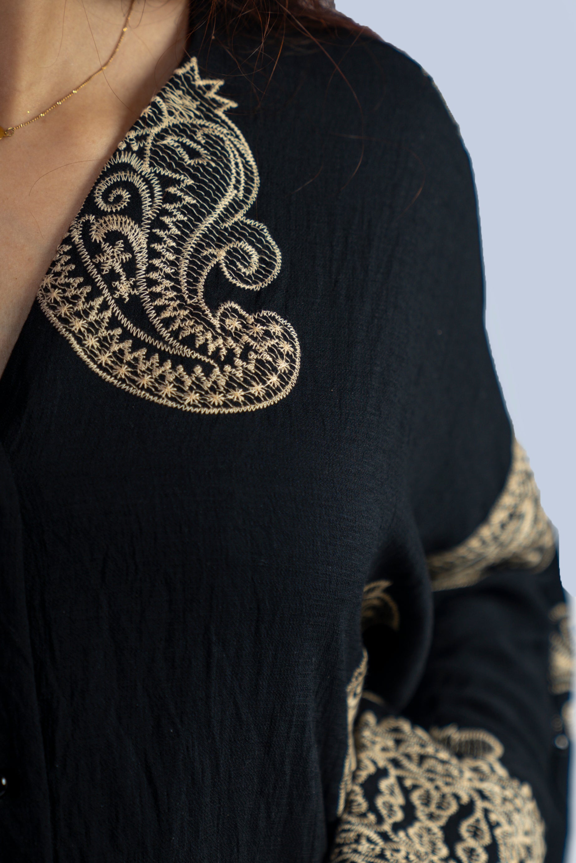 Robe longue  à motifs  crème
