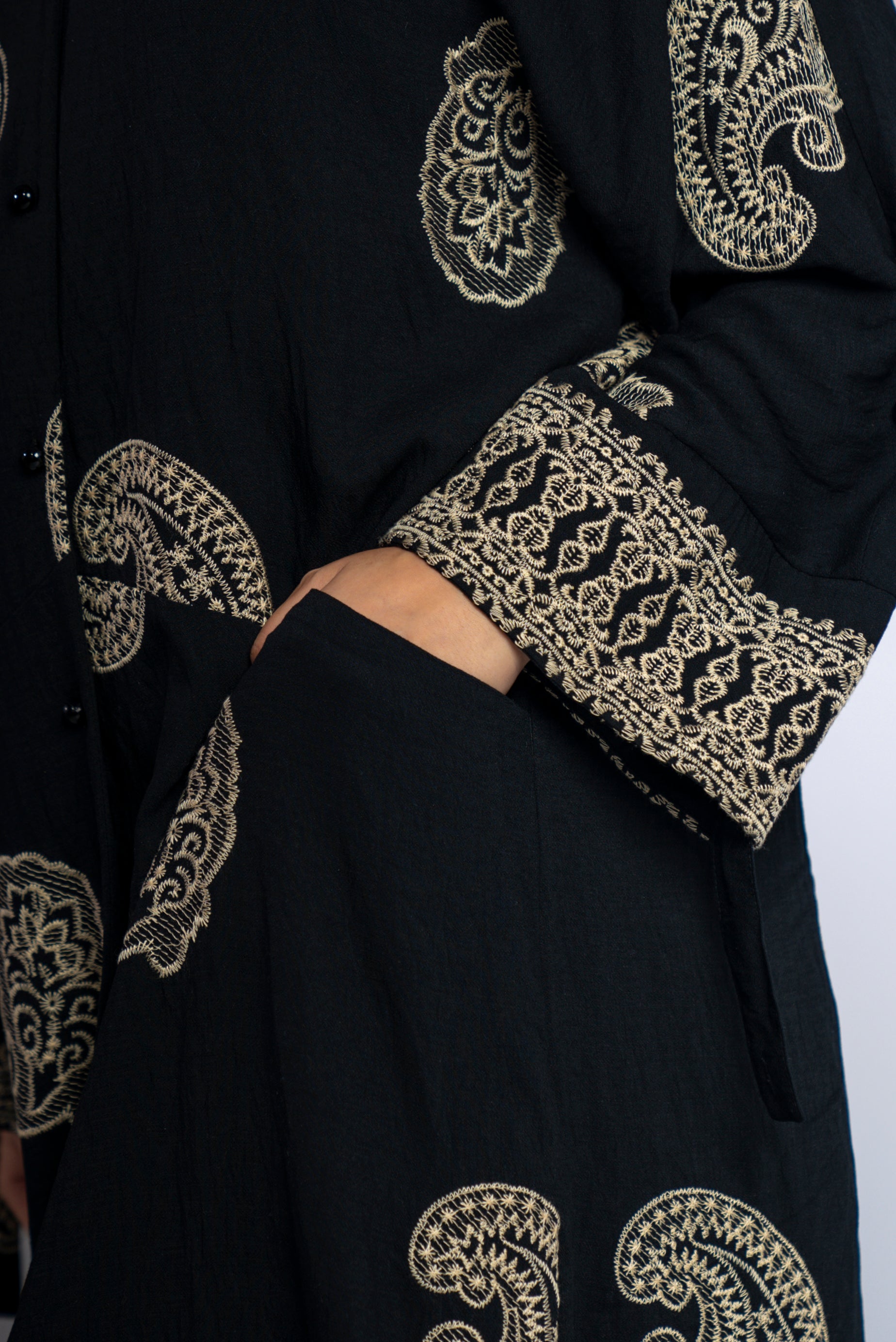 Robe longue  à motifs  crème