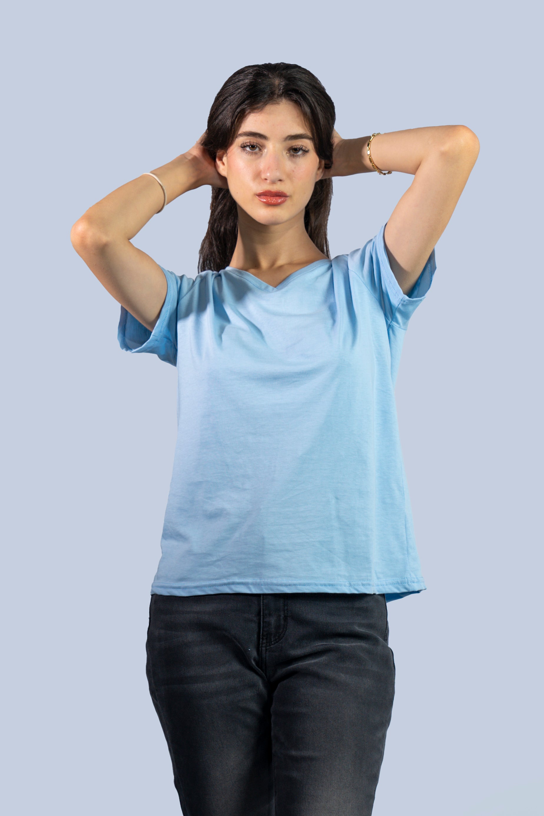 T-shirt col V  uni