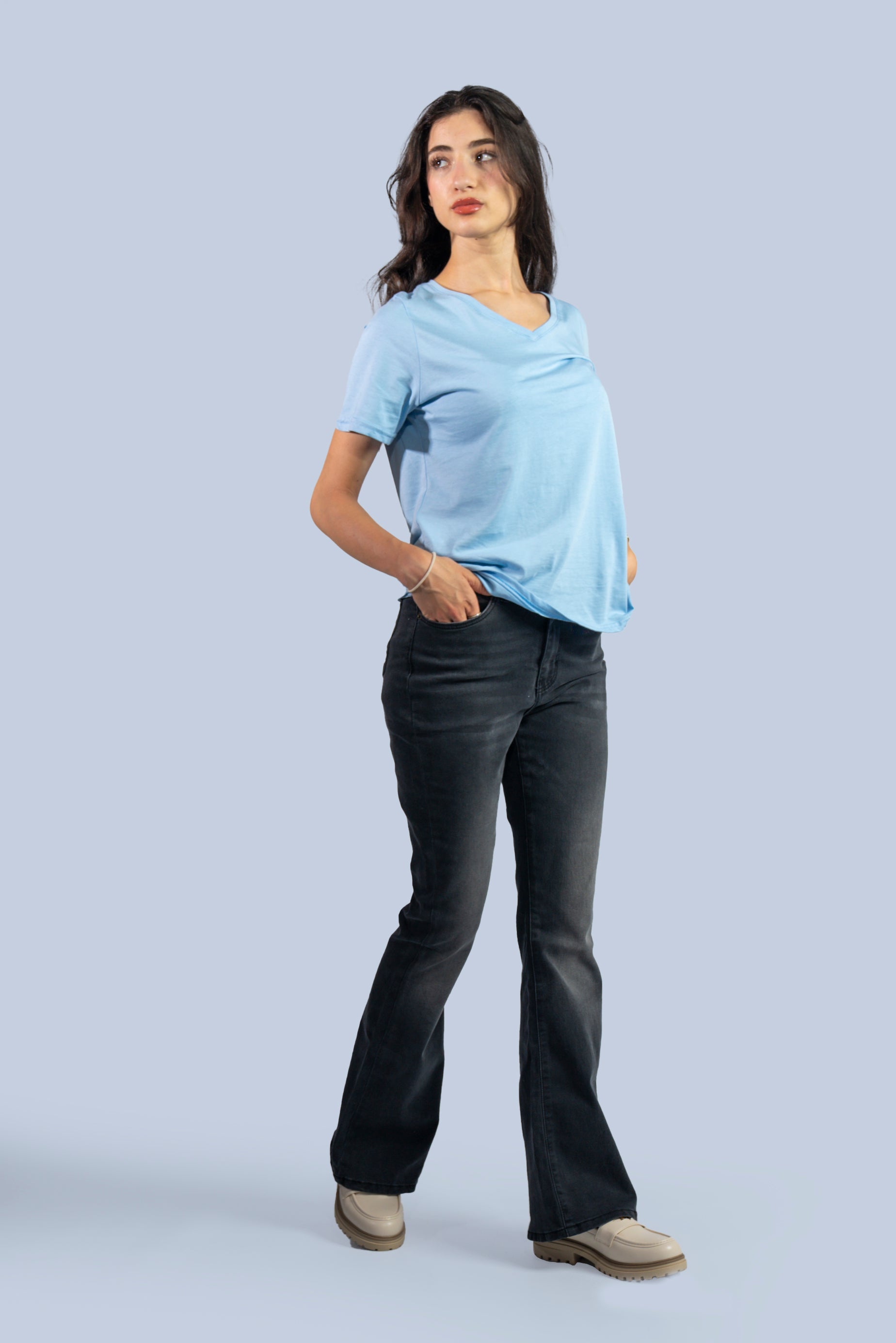 T-shirt col V  uni