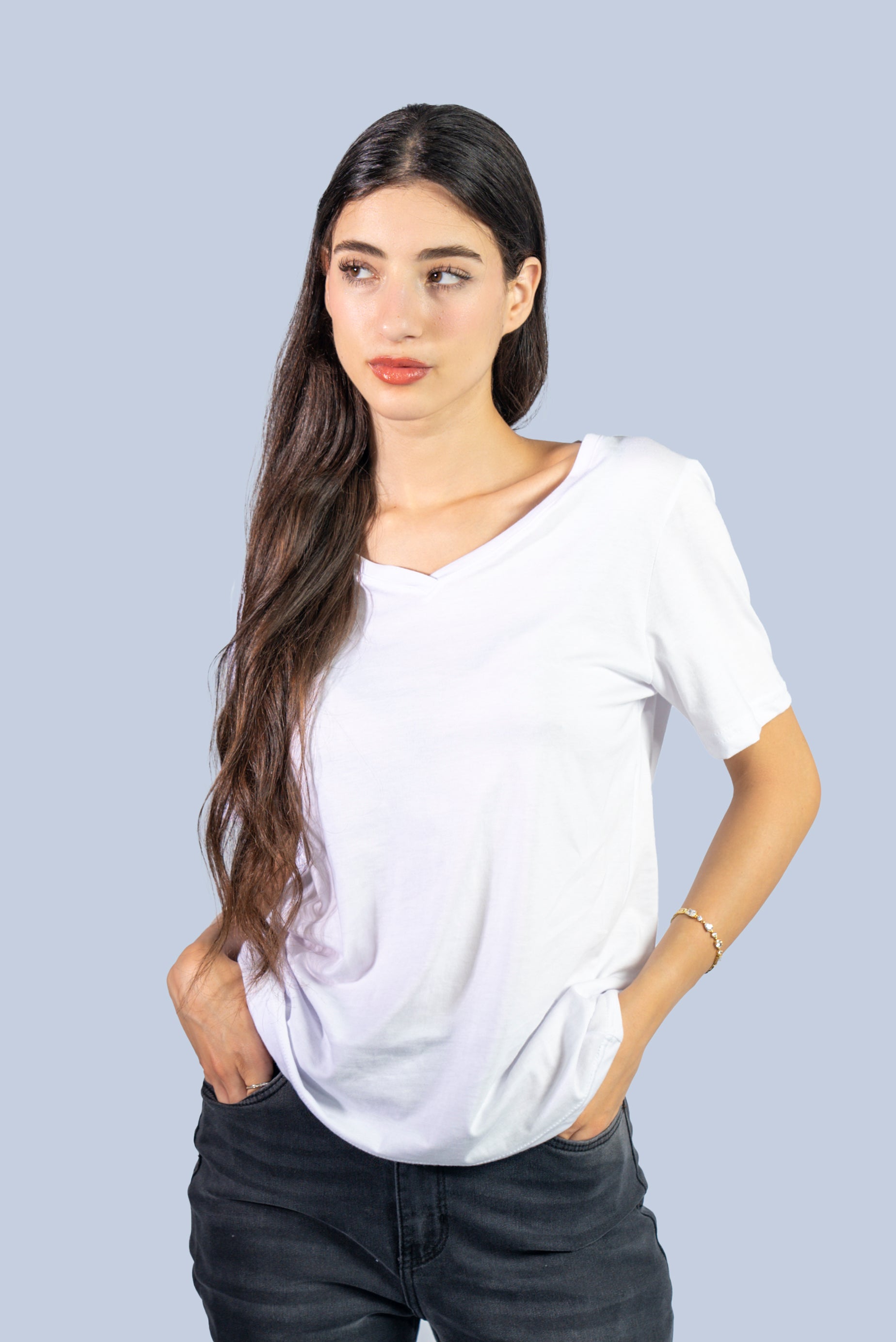 T-shirt col V  uni