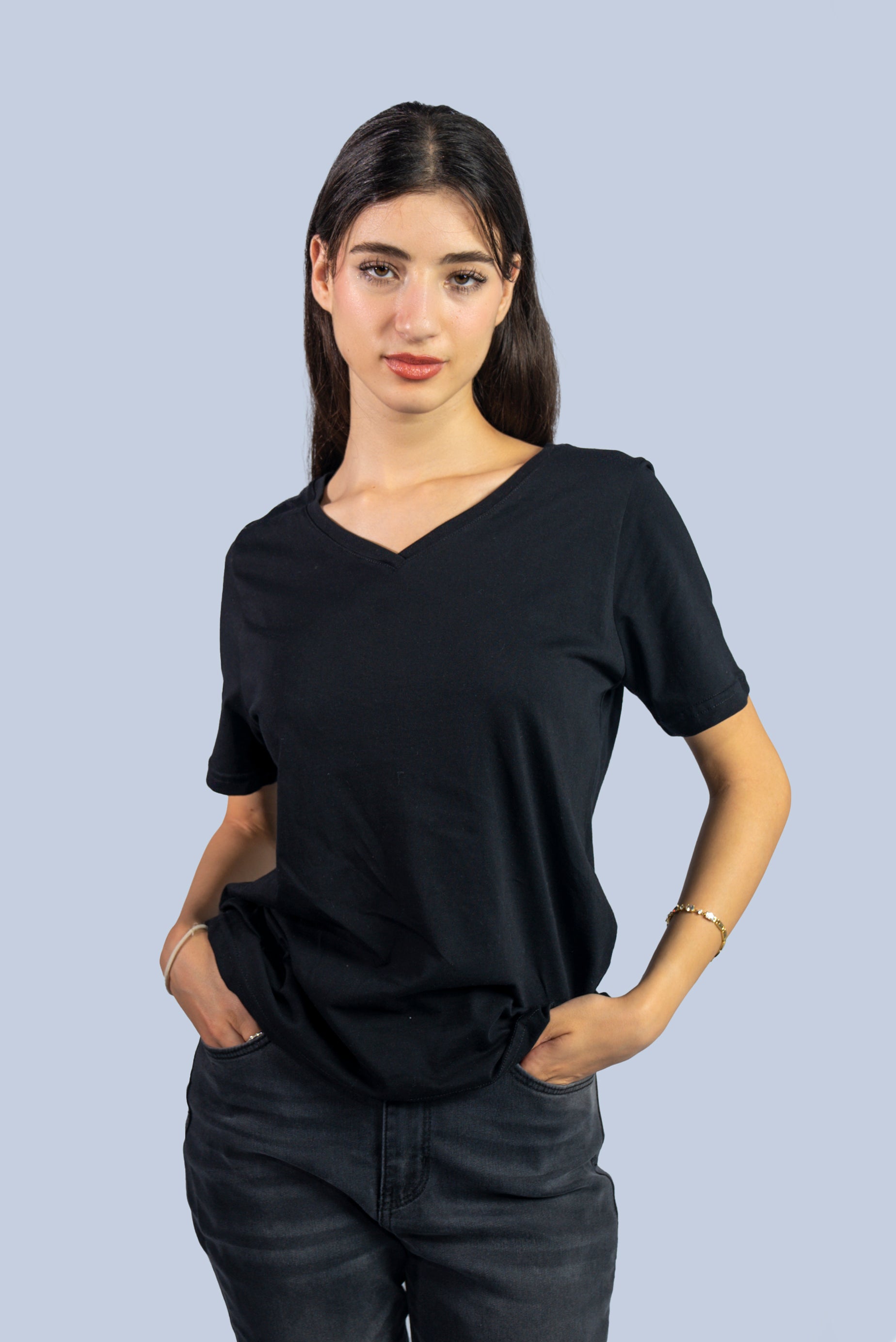T-shirt col V  uni