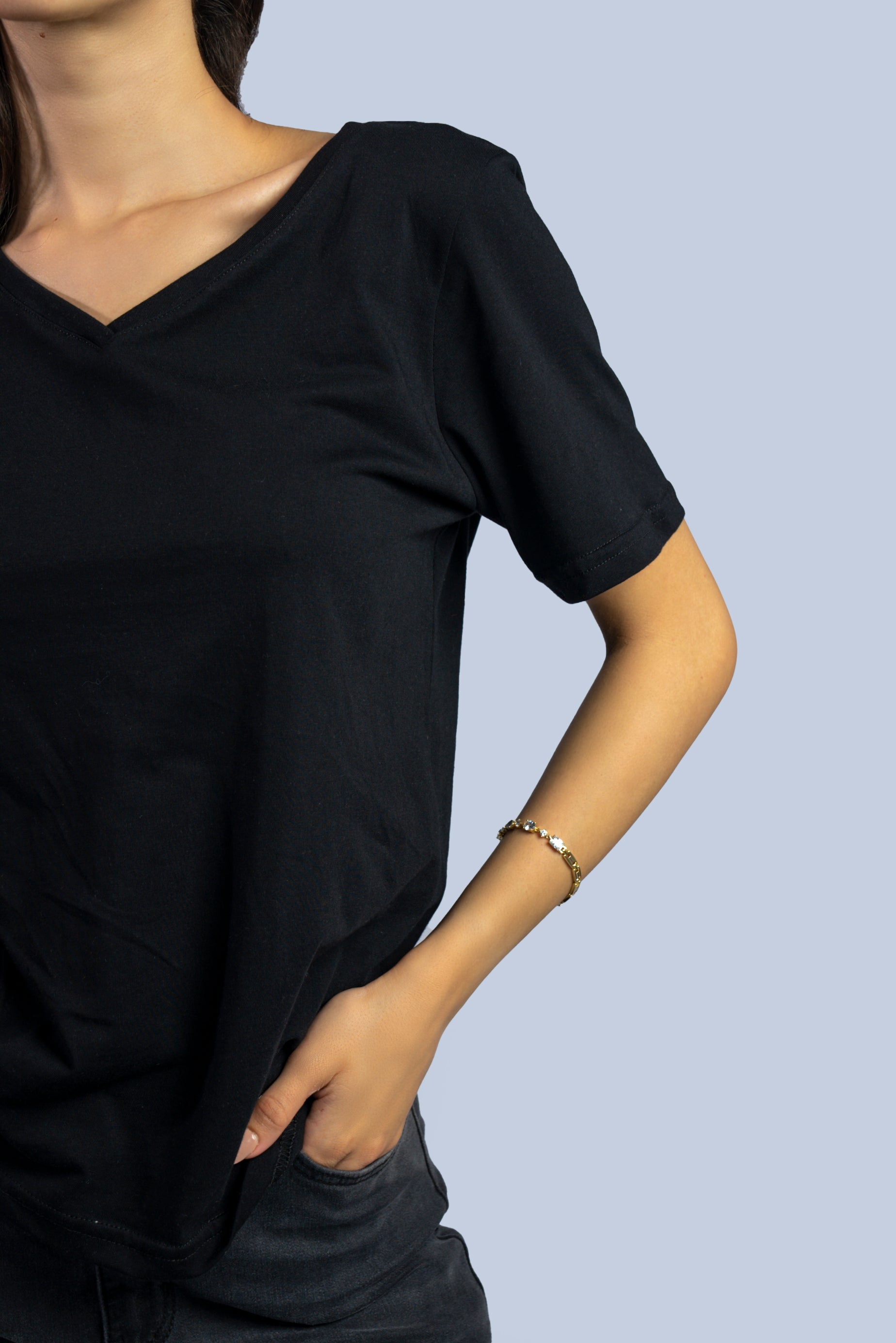 T-shirt col V  uni