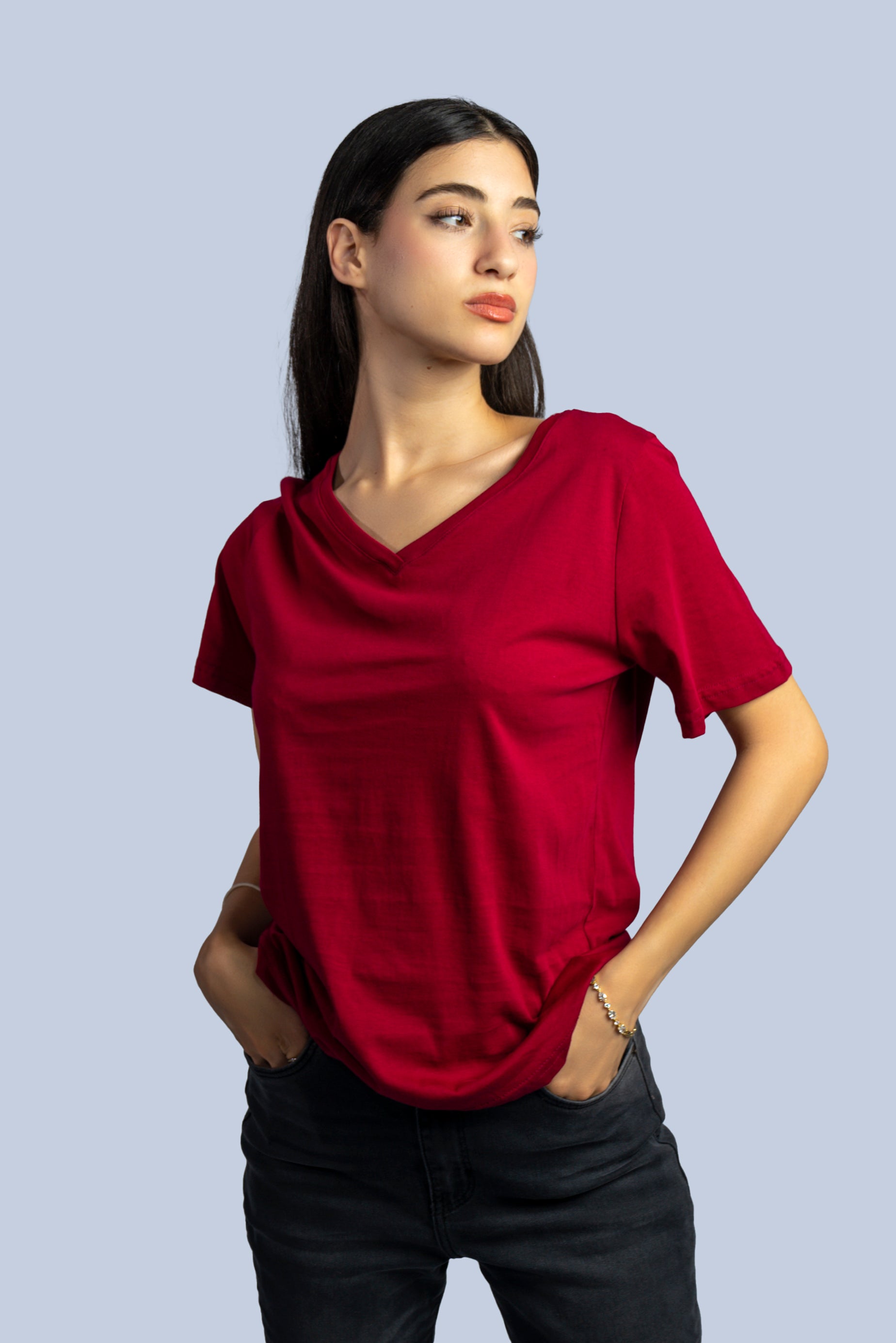 T-shirt col V  uni