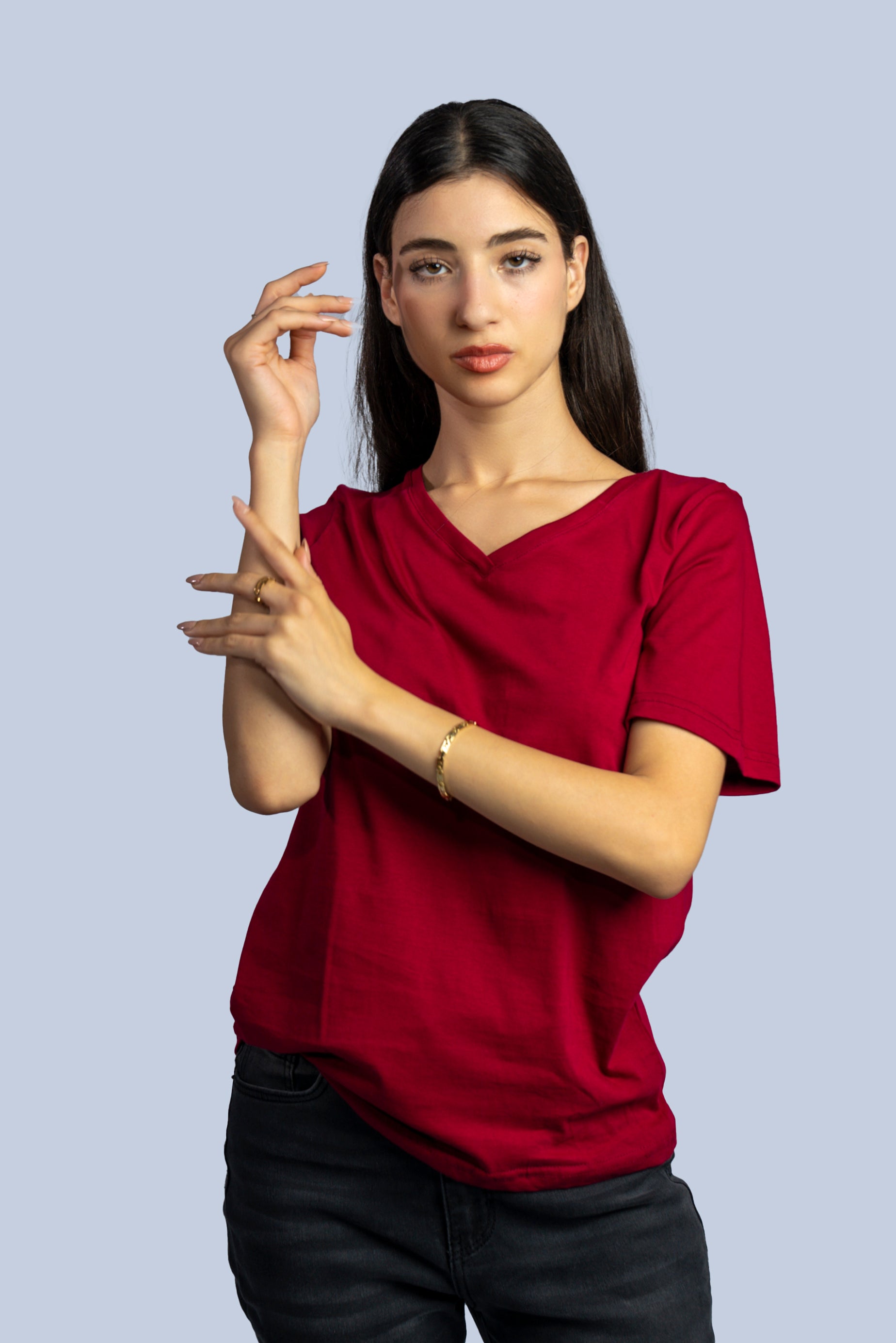 T-shirt col V  uni