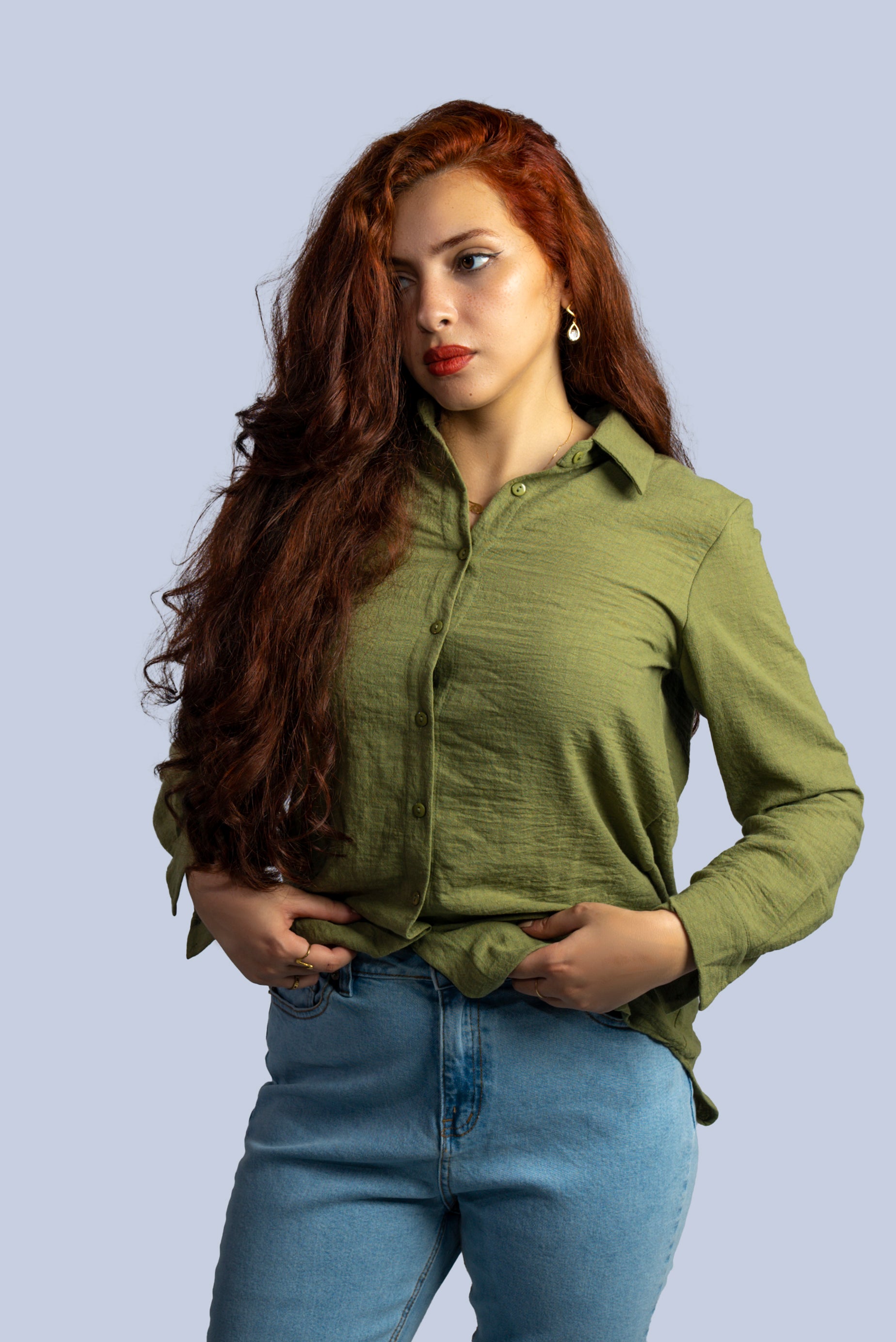 Chemise unie à manches longues