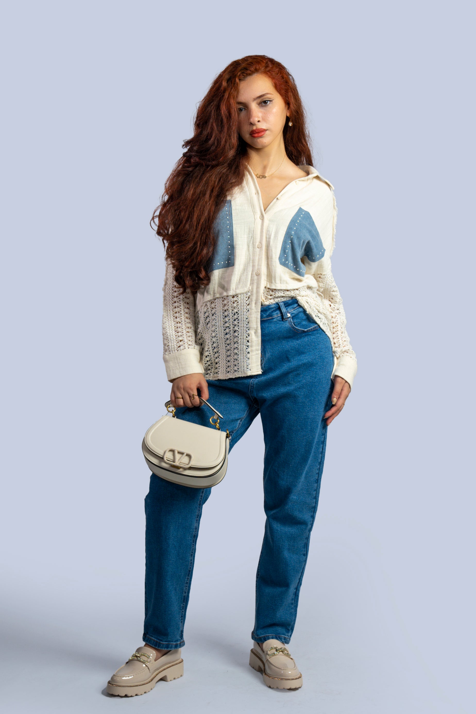 Jean mom fit à taille haute