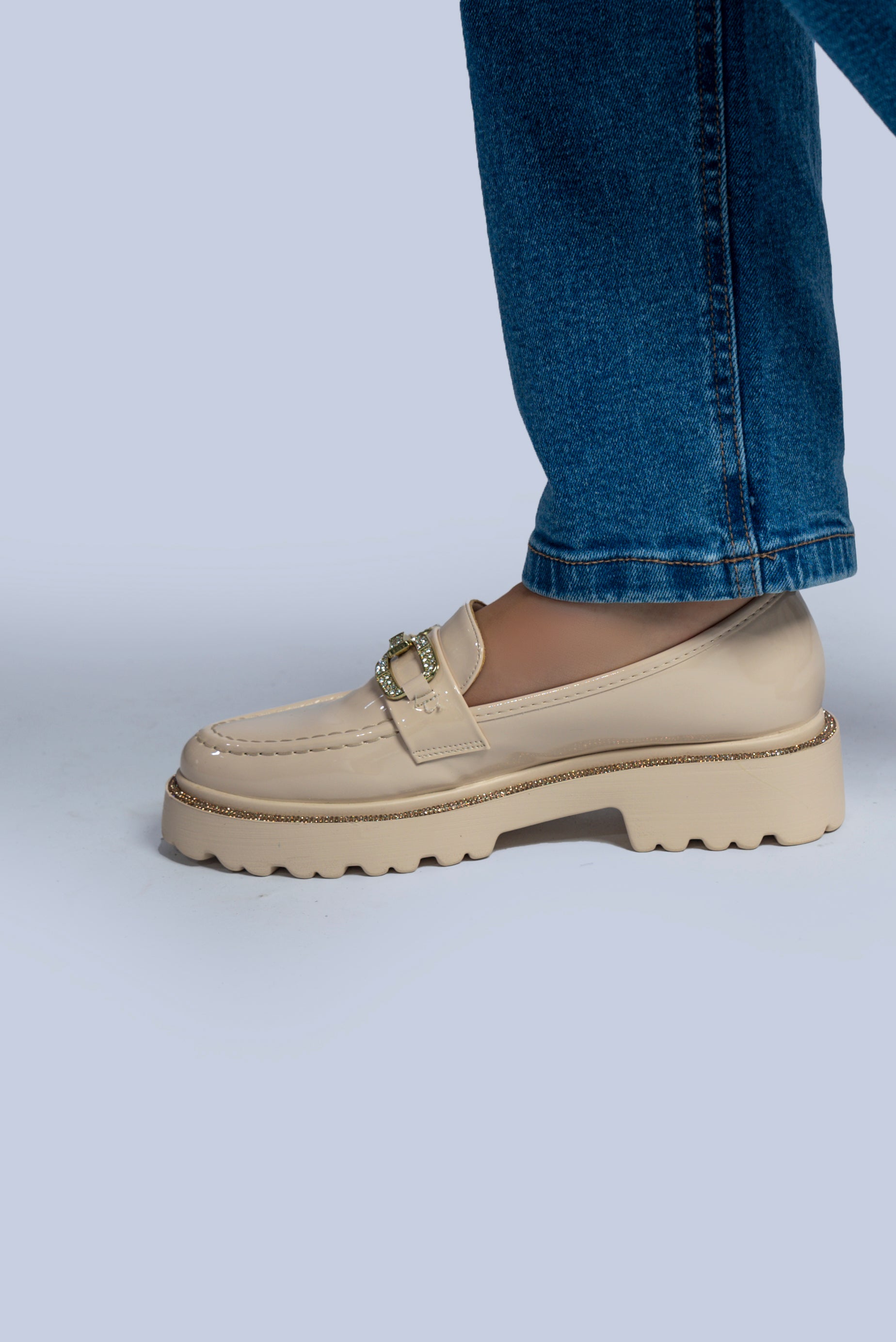 mocassin verni beige