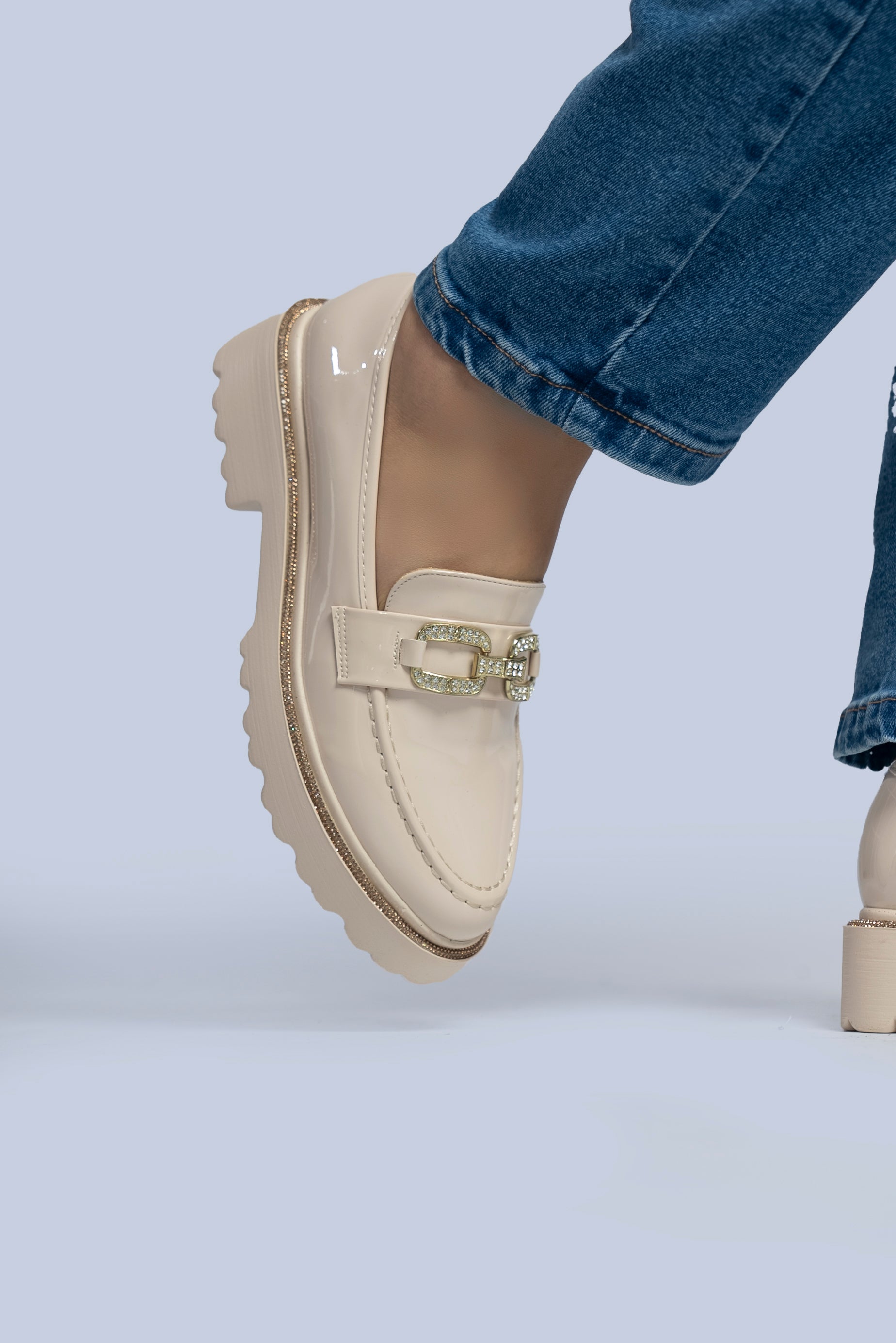 mocassin verni beige