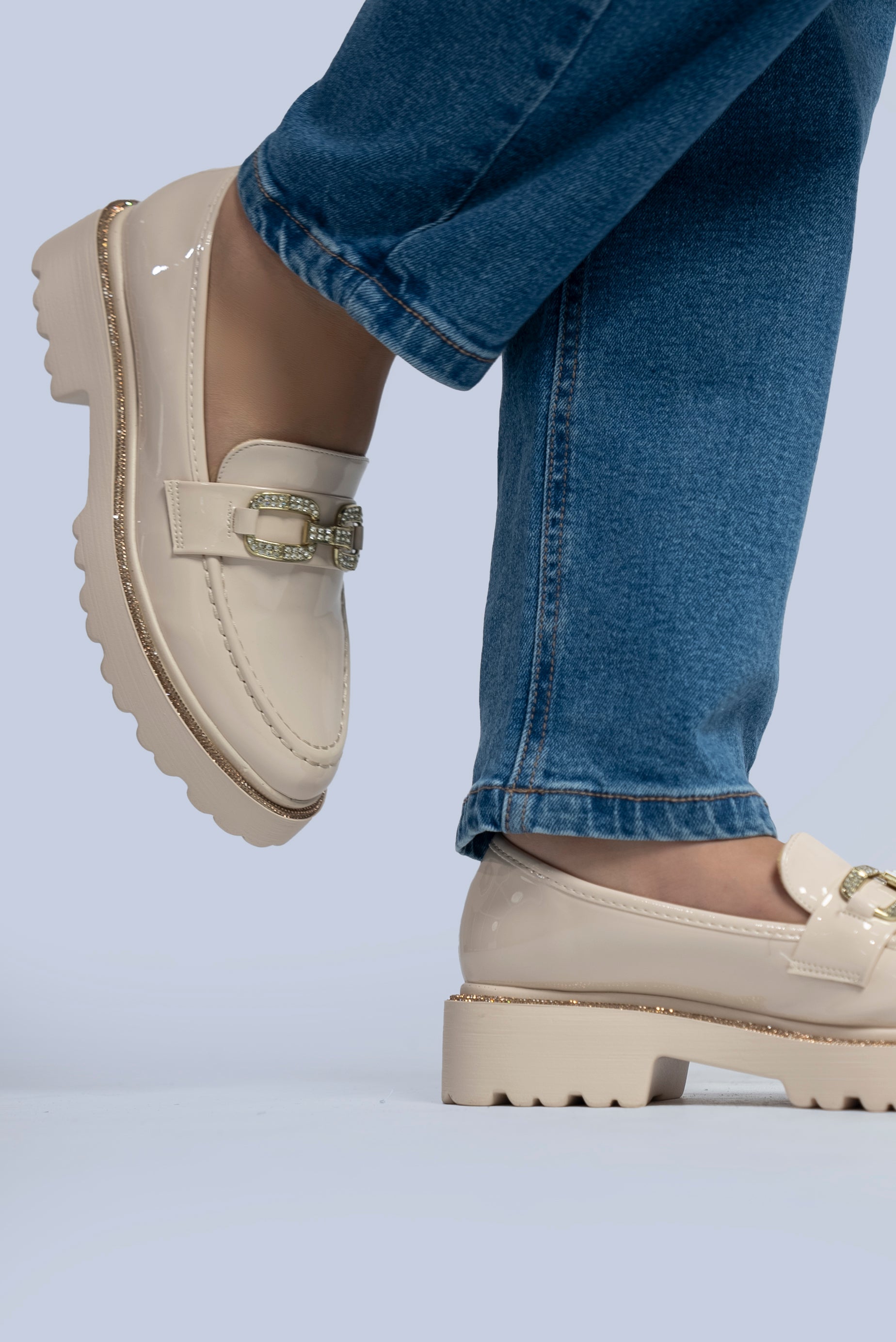 mocassin verni beige