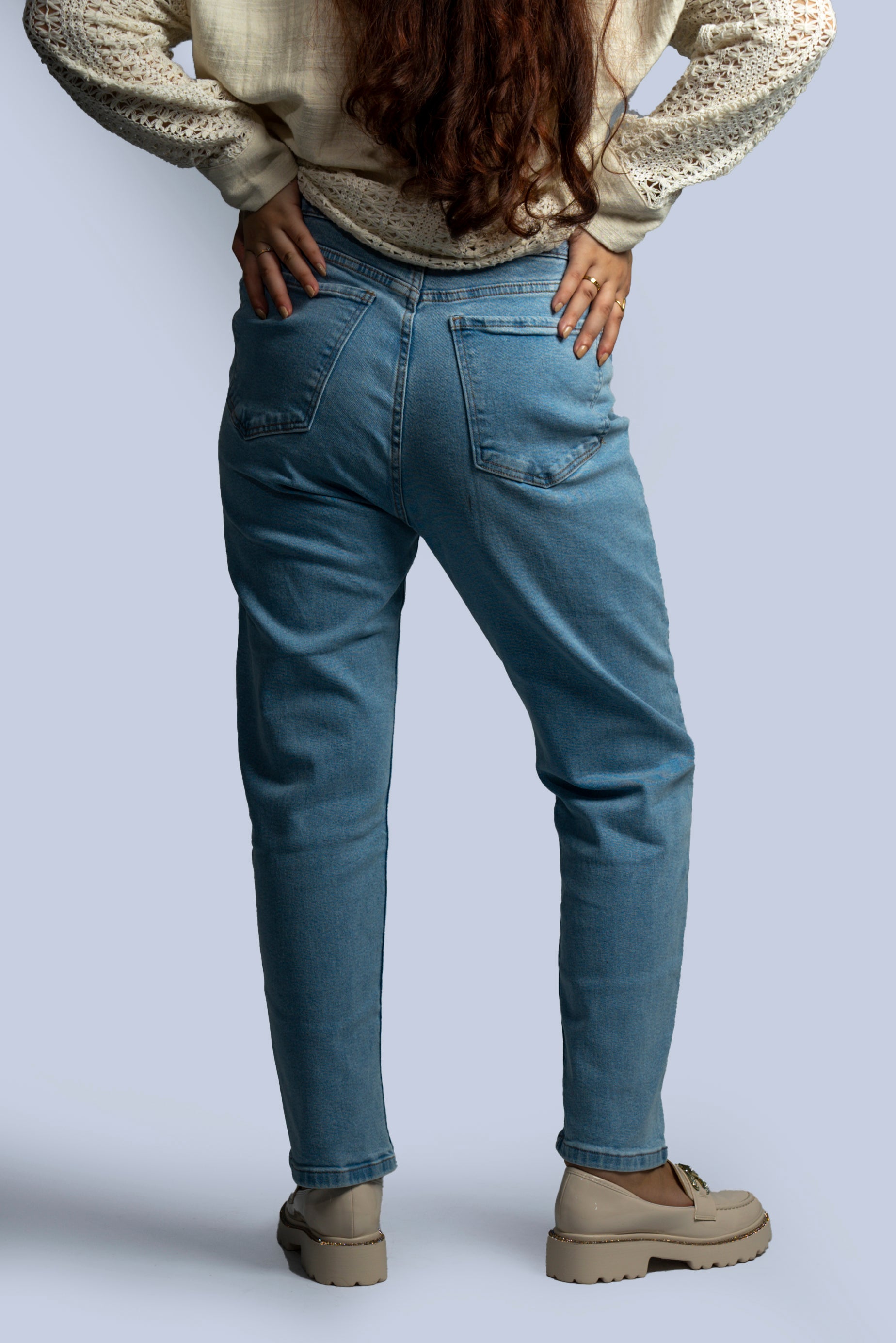 Jean mom fit à taille haute