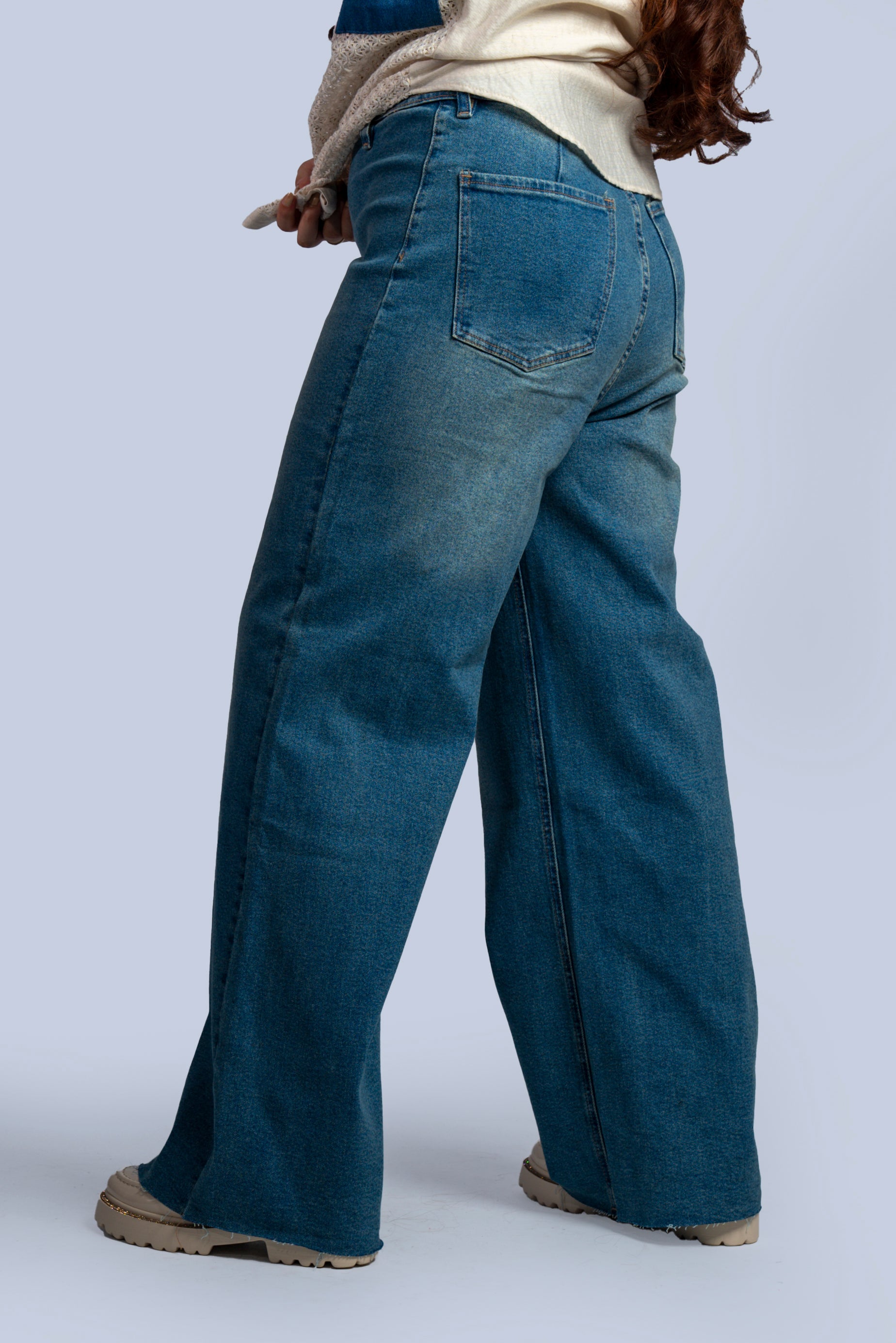 Jean taille haute coupe large