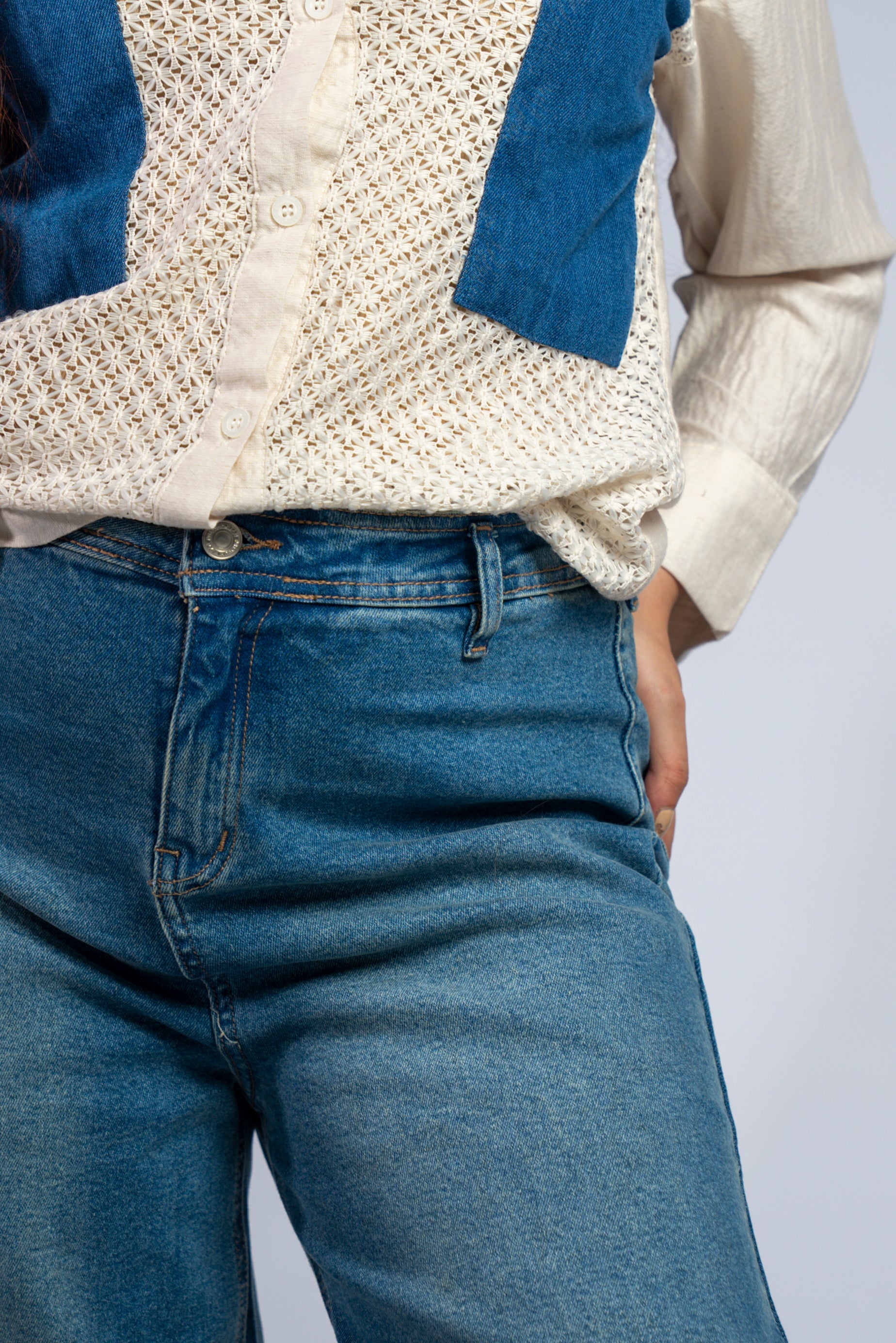 Jean taille haute coupe large