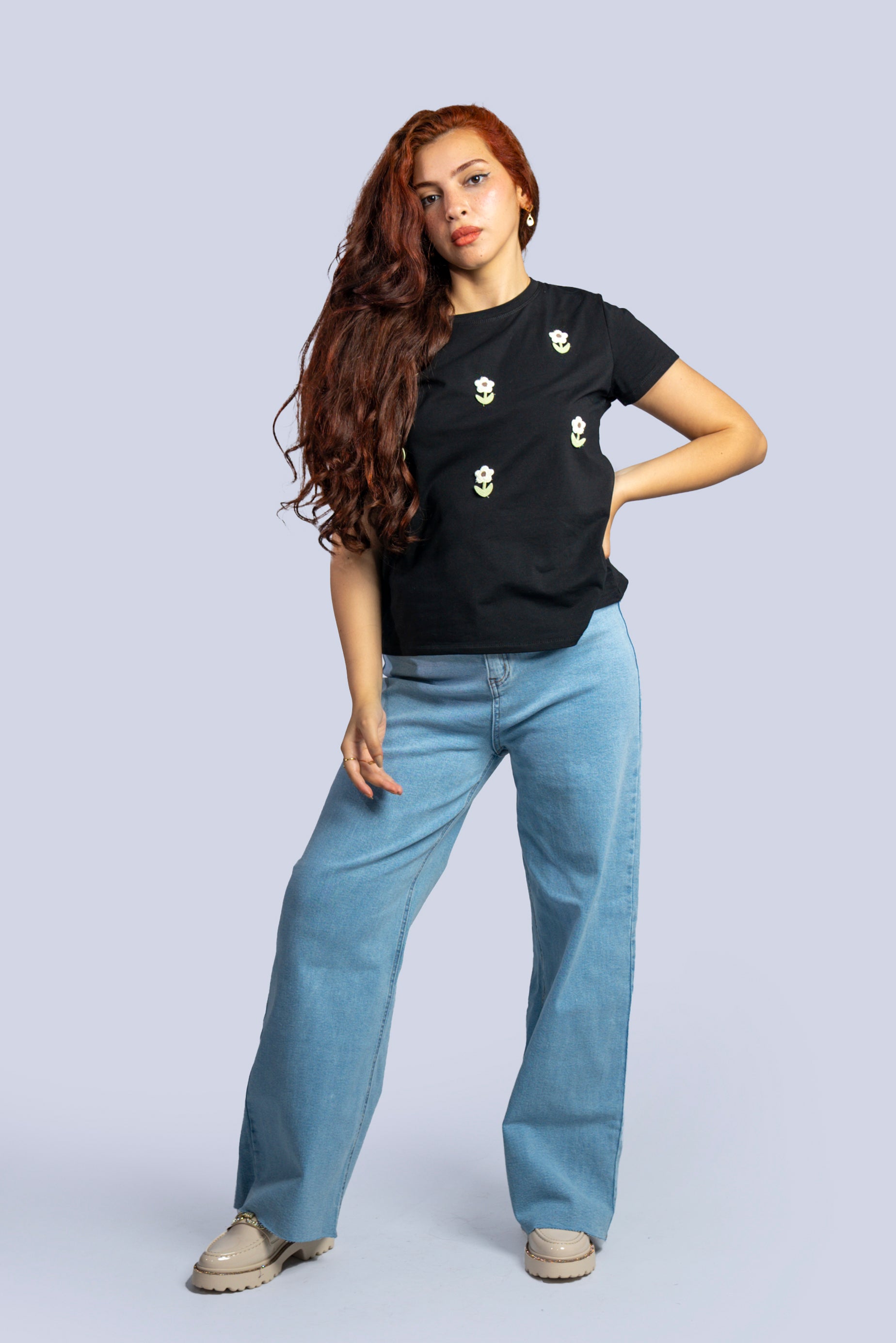 Jean taille haute coupe large