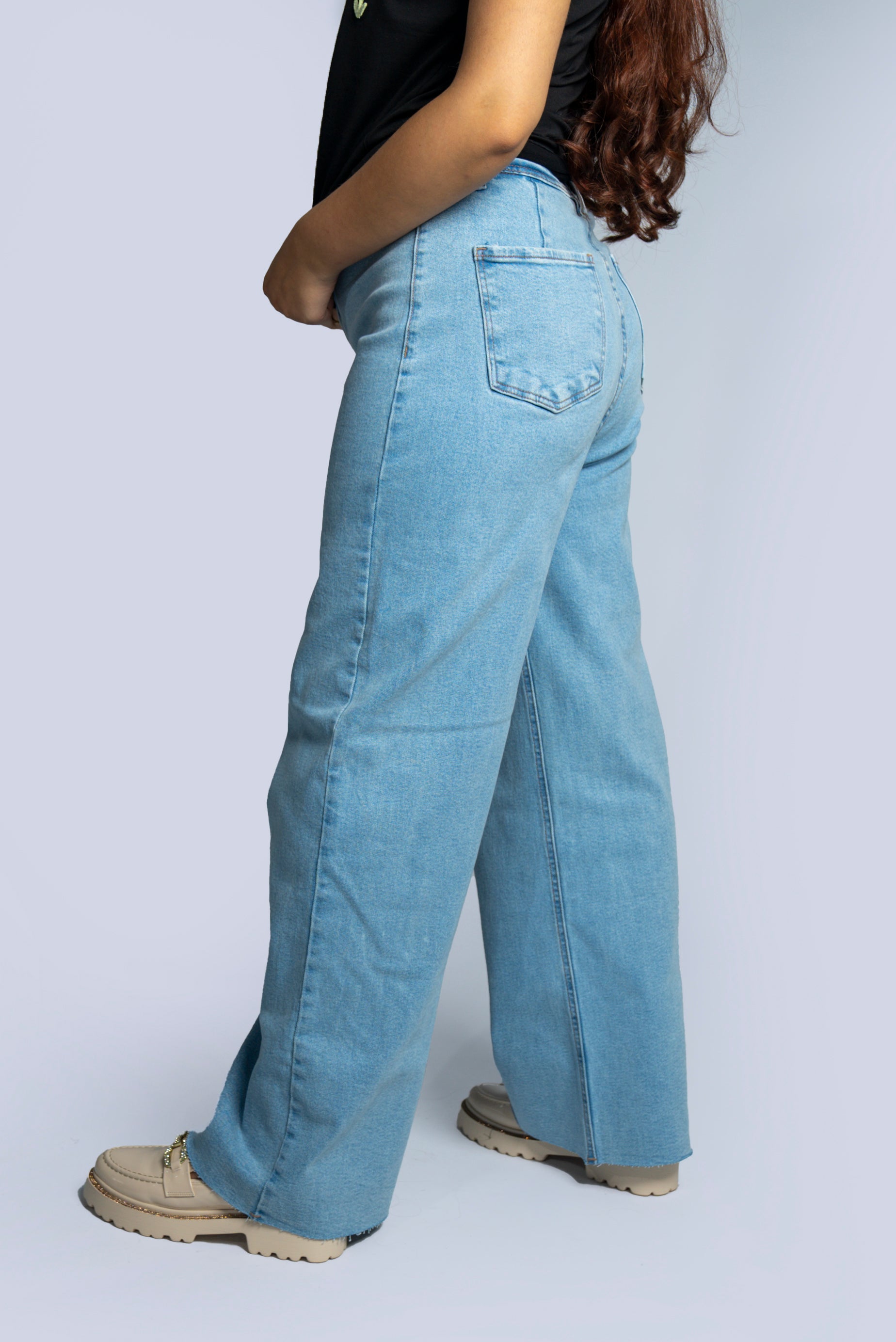 Jean taille haute coupe large