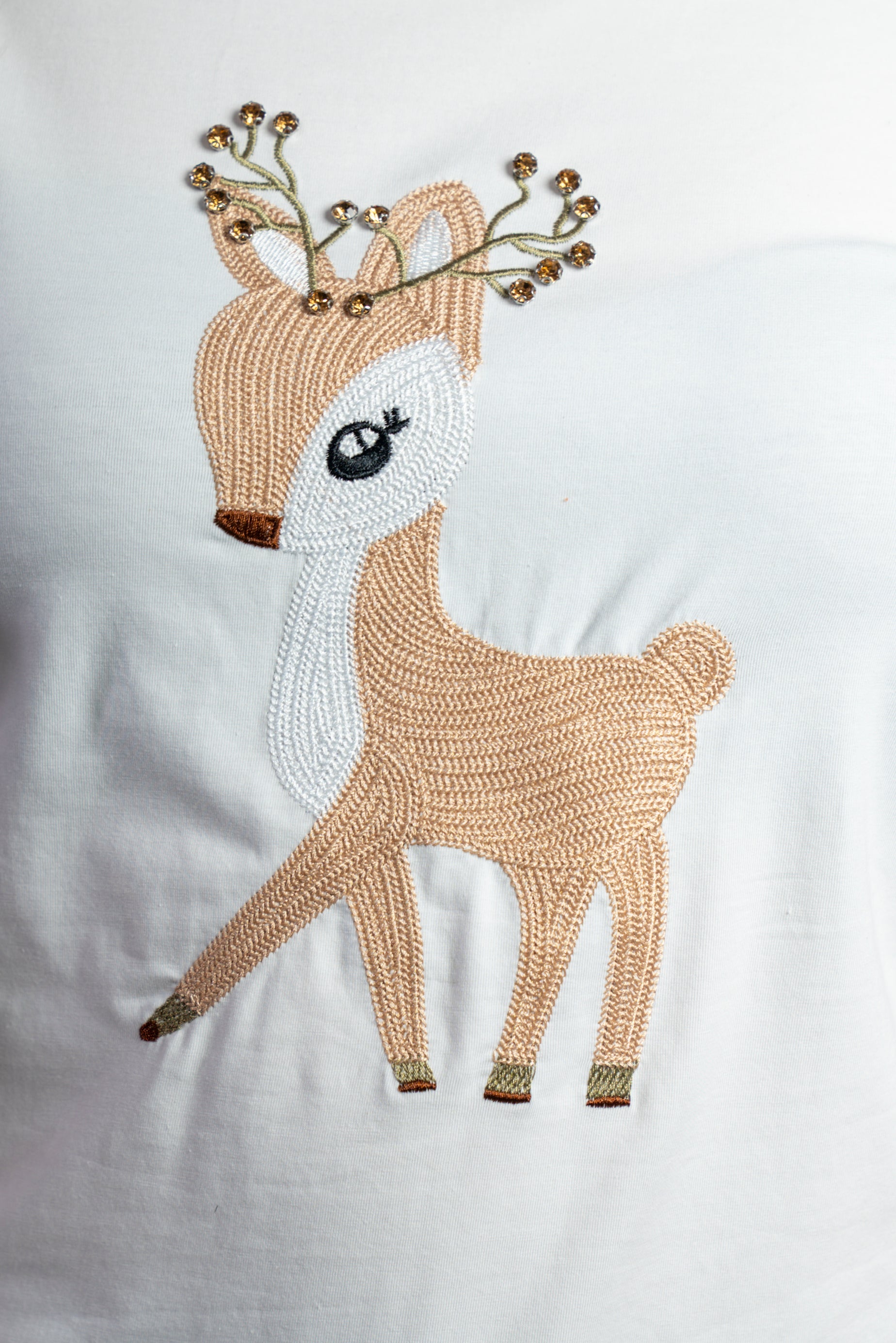 T-shirt avec faon brodé et perles