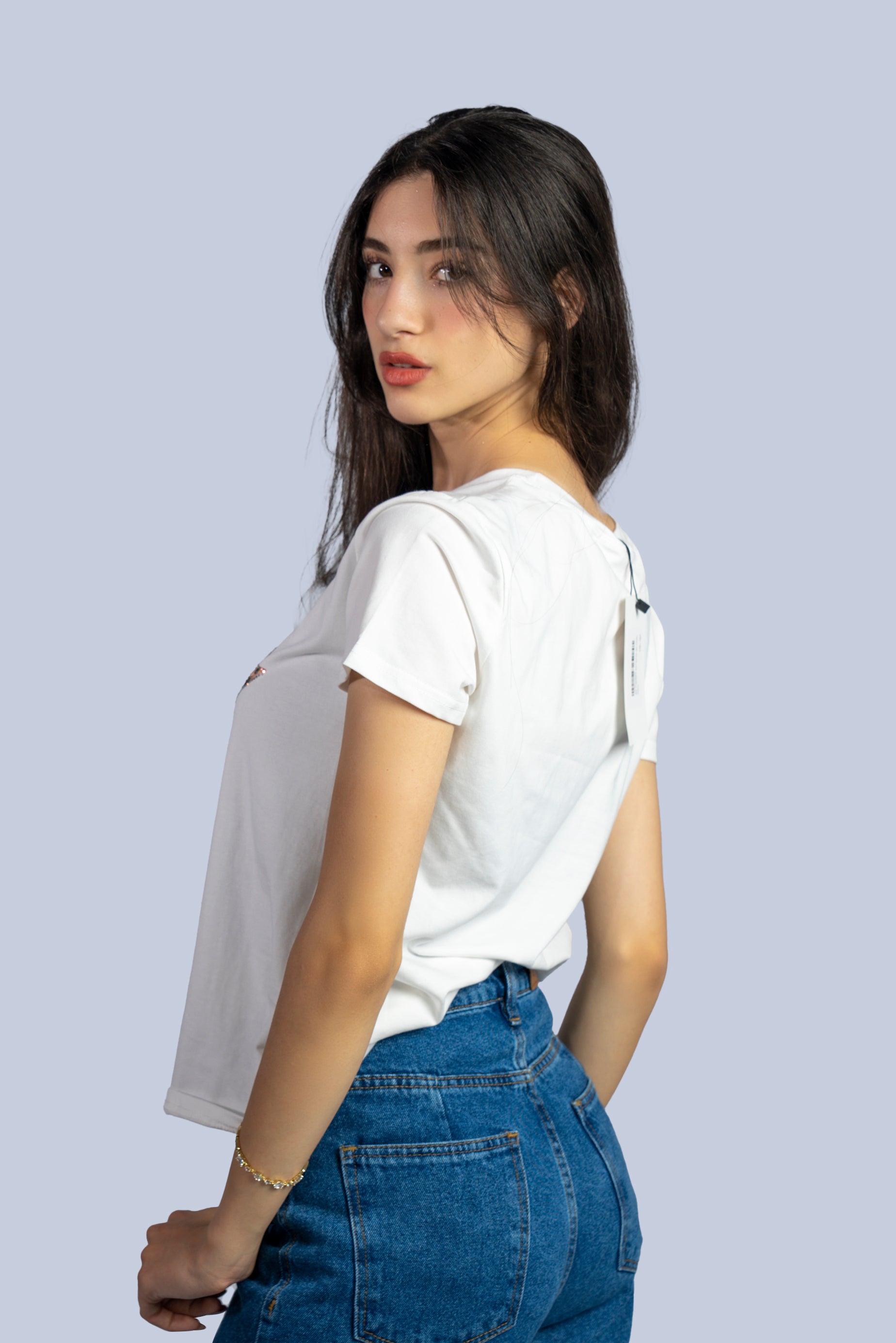 T-shirt  avec étoile imprimée léopard et strass