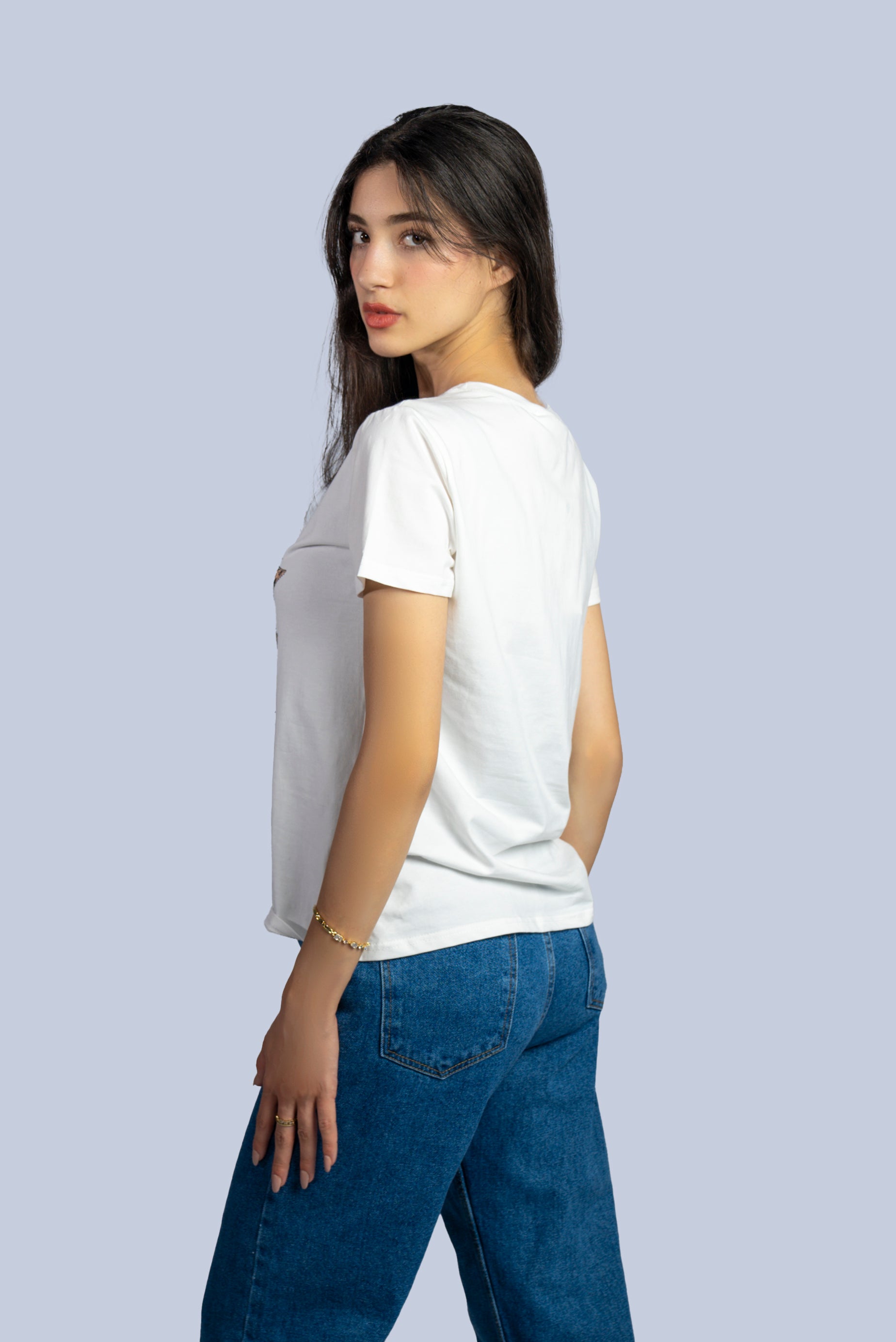 T-shirt  avec étoile imprimée léopard et strass