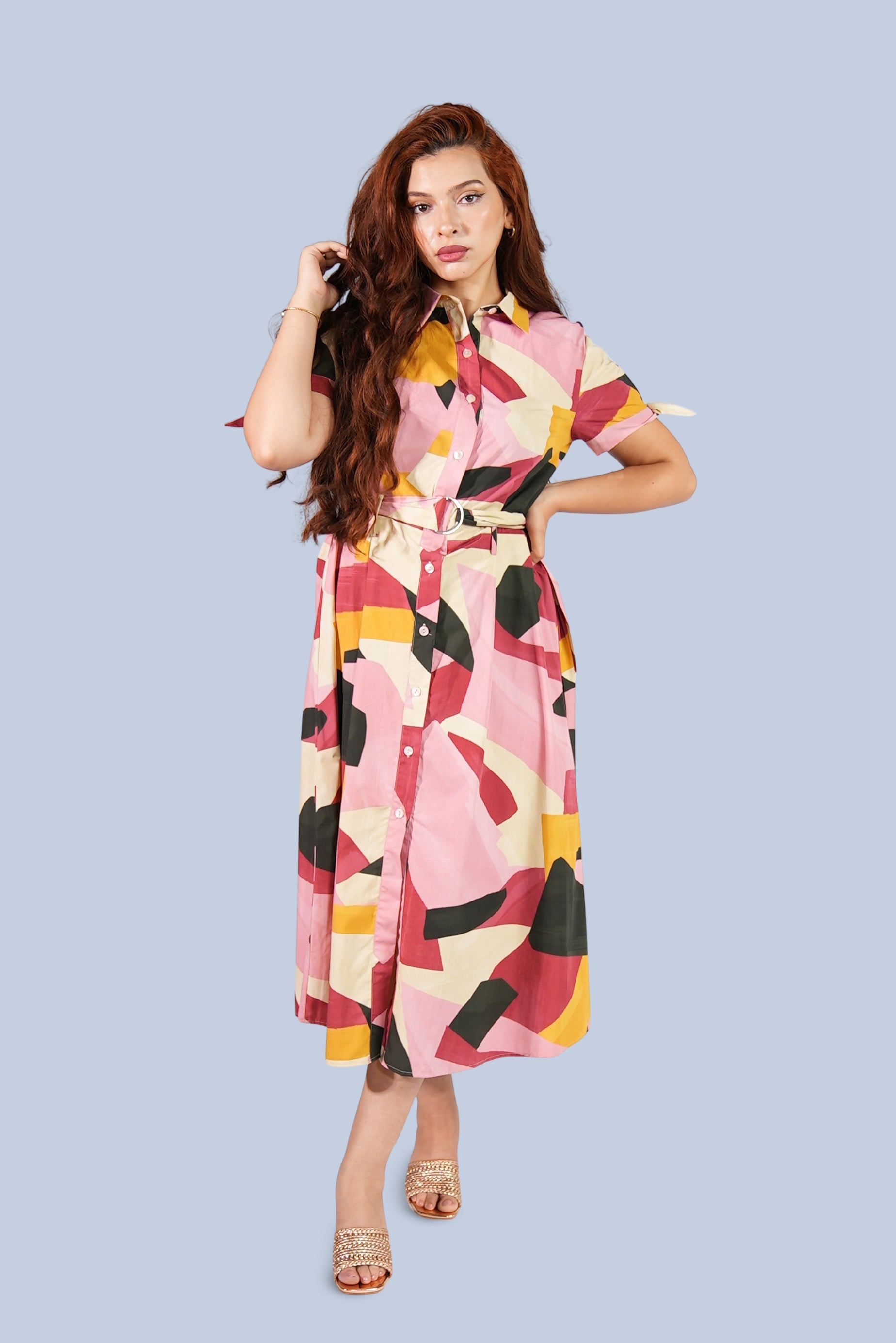 robe mi-longue multicolore