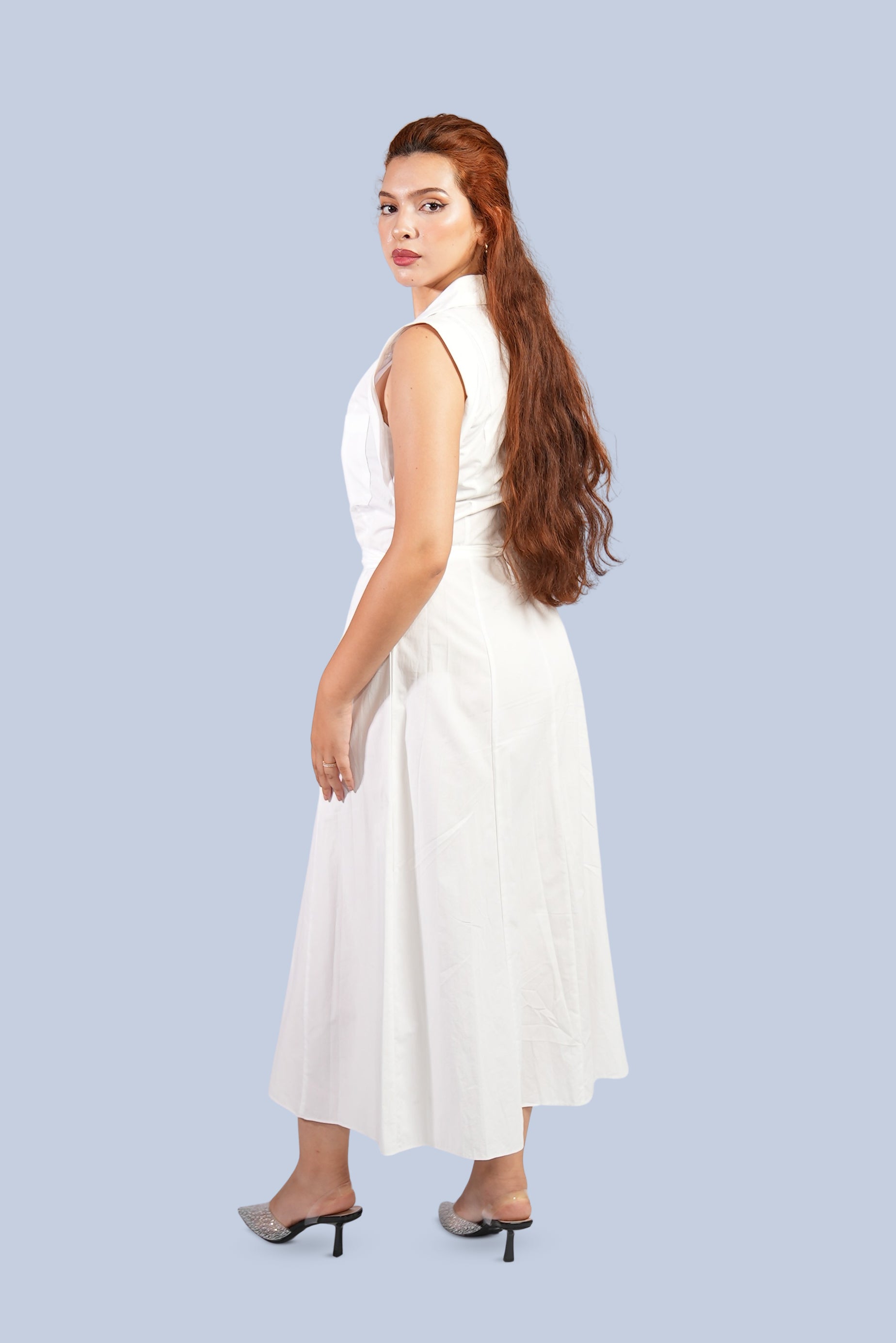 ROBE CHEMISIER SANS MANCHES BLANCHE