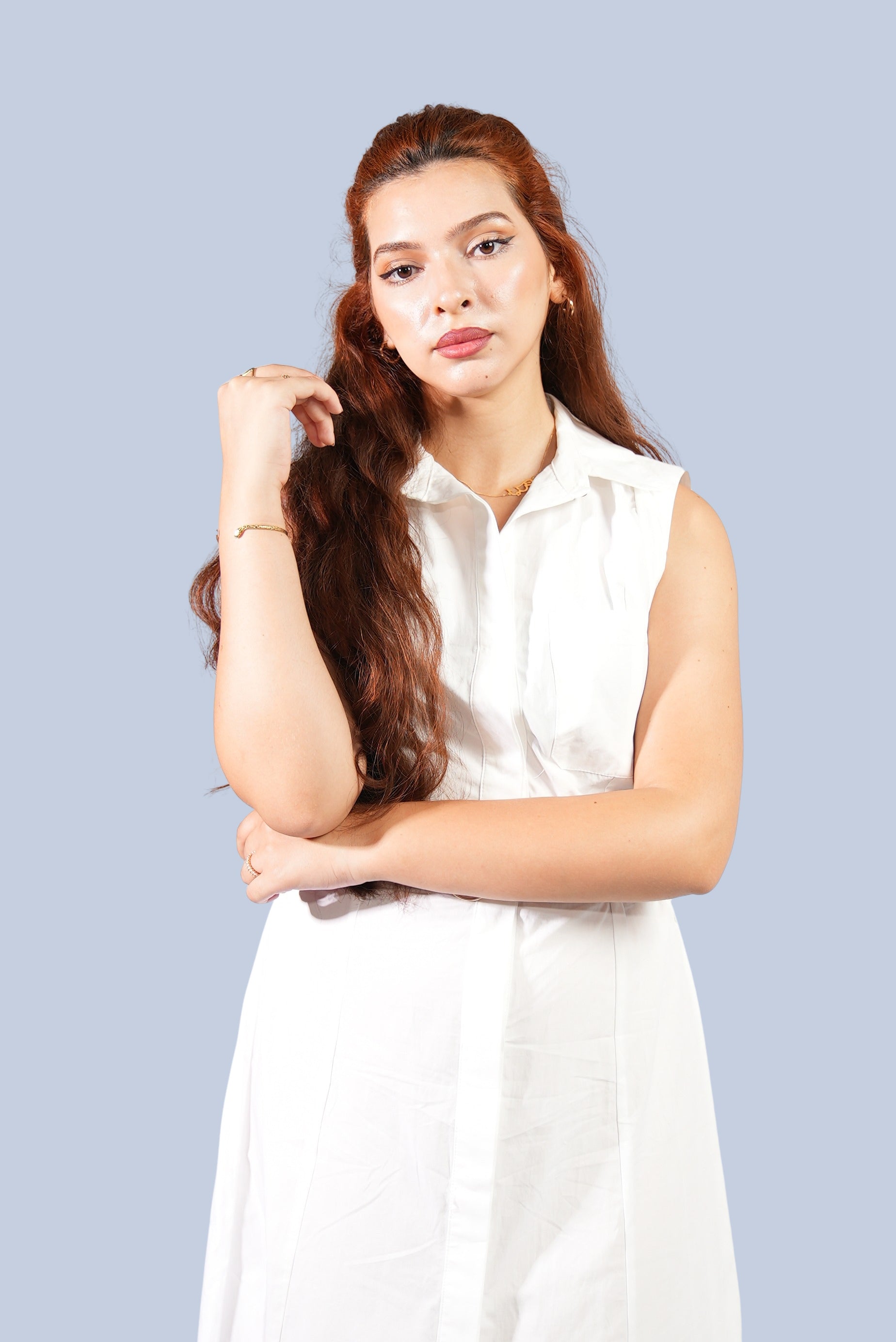 ROBE CHEMISIER SANS MANCHES BLANCHE