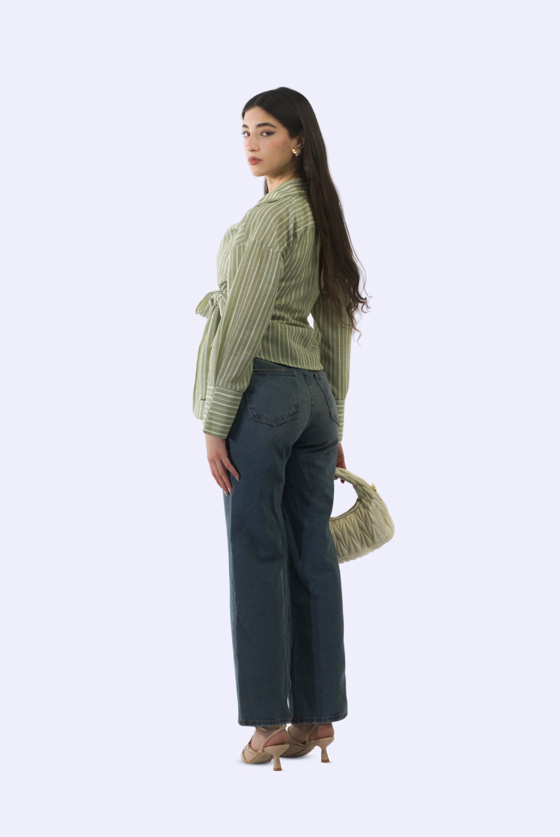 Chemise cache-cœur à manches longues en Lin