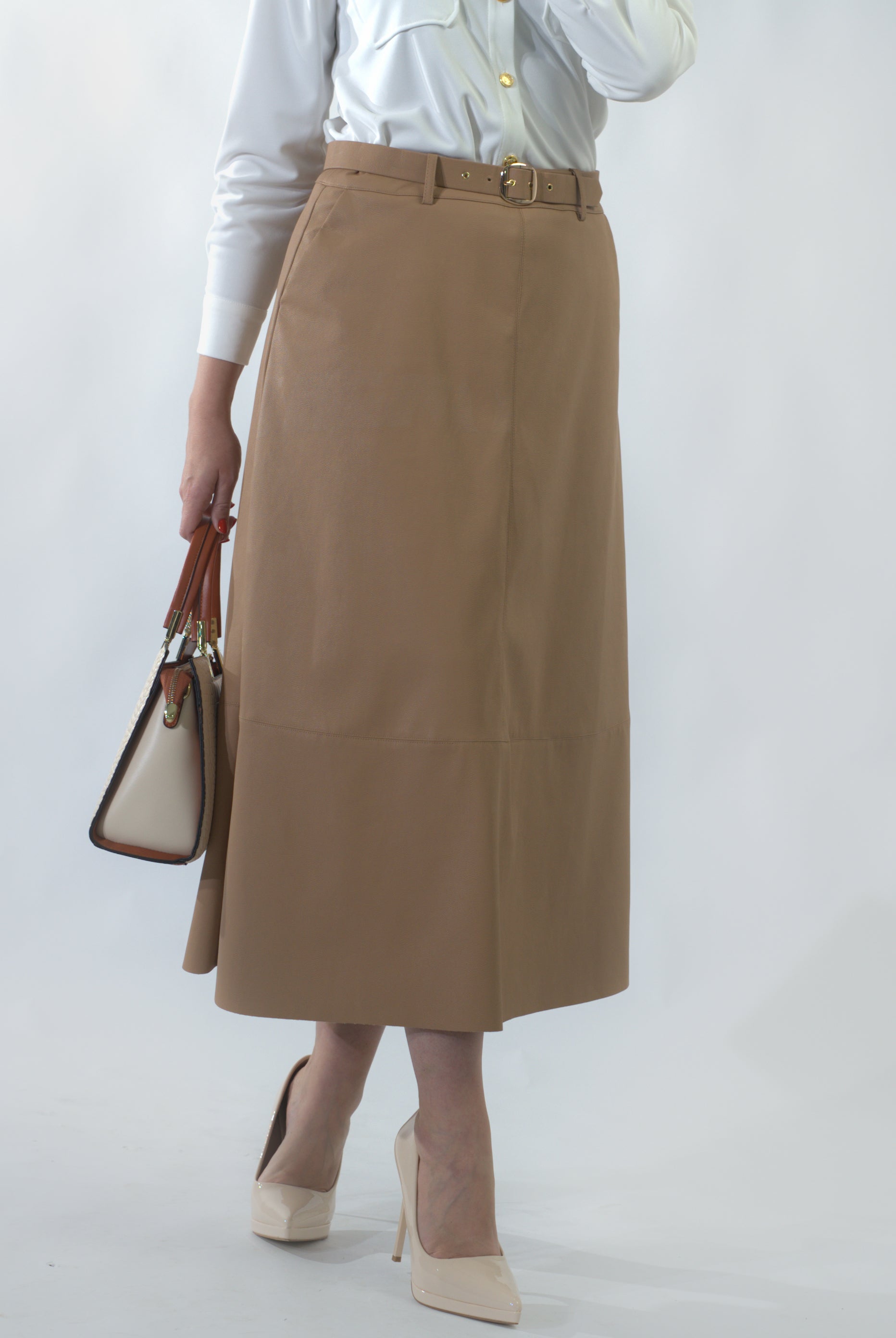 Jupe longue plissée taille haute (RS JUPE RED 24398)